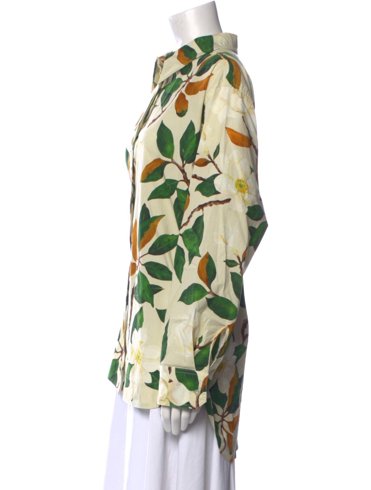 Oscar de la Renta 2022 Printed Button-Up Top