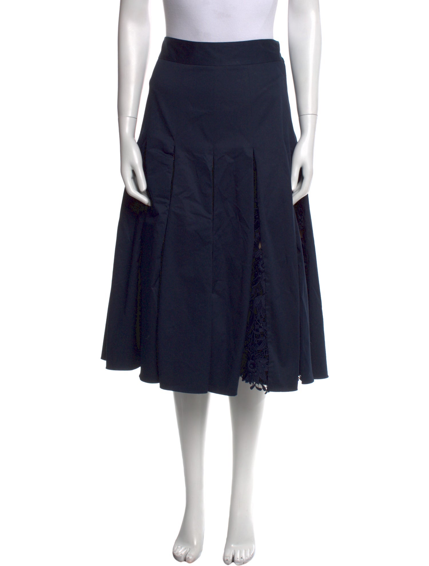 Oscar de la Renta Crochet Trim Knee-Length Skirt