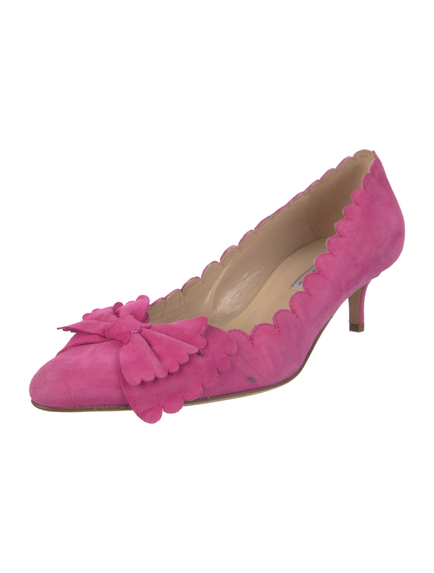 Oscar de la Renta Suede Bow Accents Pumps