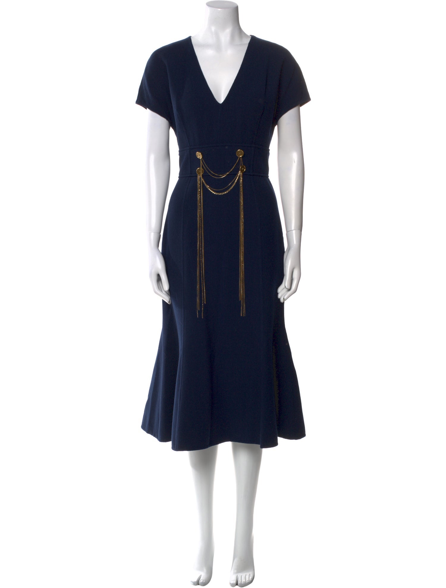 Oscar de la Renta Virgin Wool Midi Length Dress