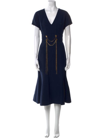 Oscar de la Renta Virgin Wool Midi Length Dress