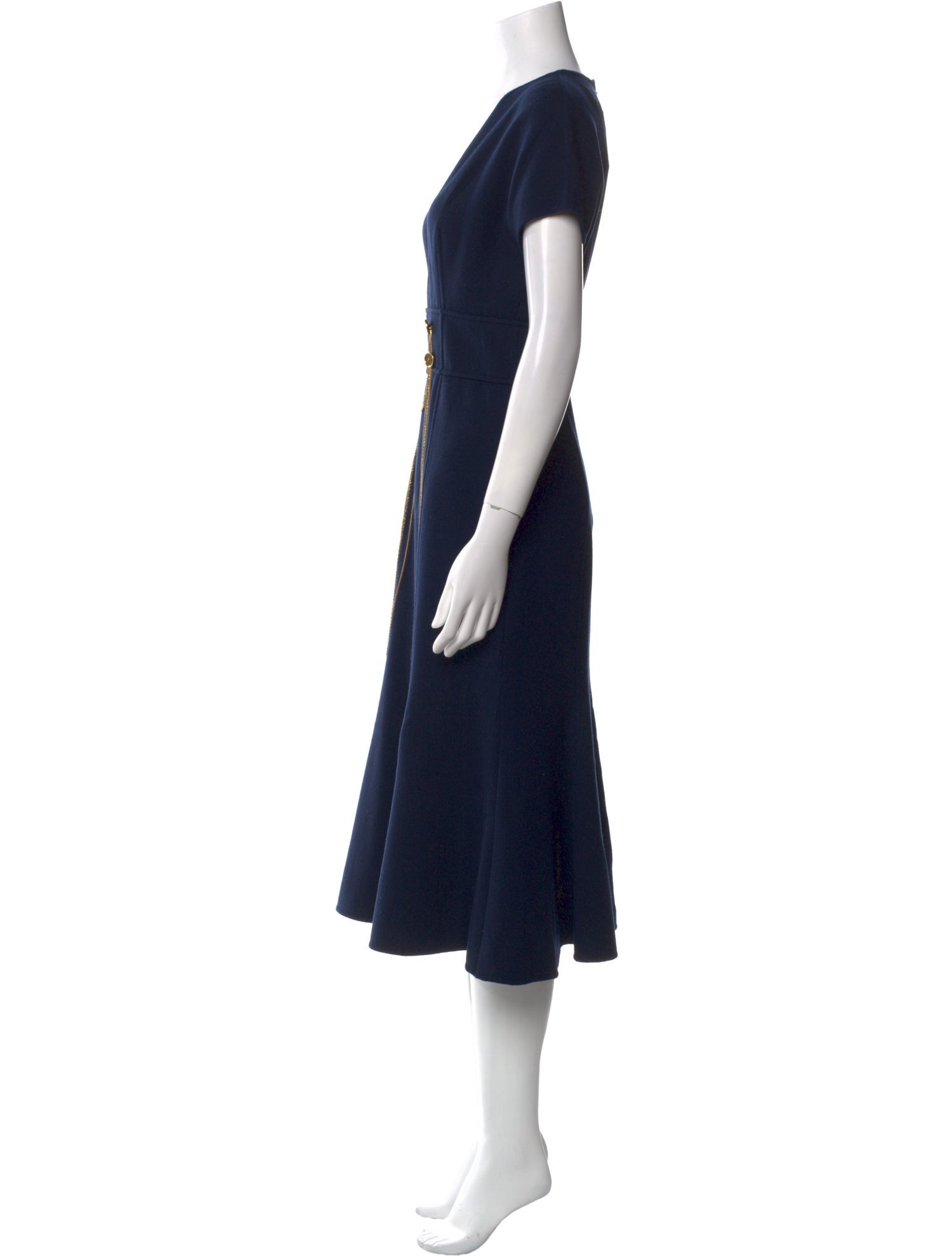 Oscar de la Renta Virgin Wool Midi Length Dress