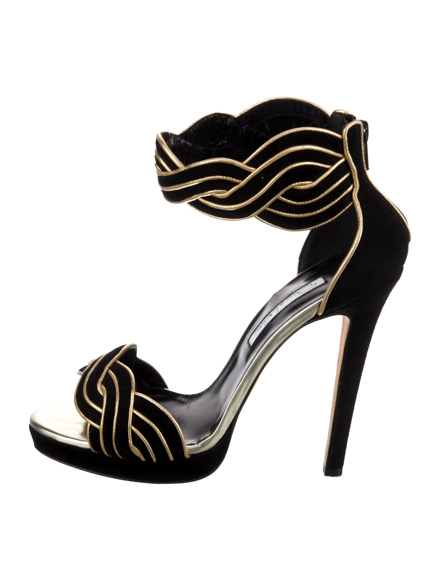 Oscar de la Renta Suede Striped Sandals