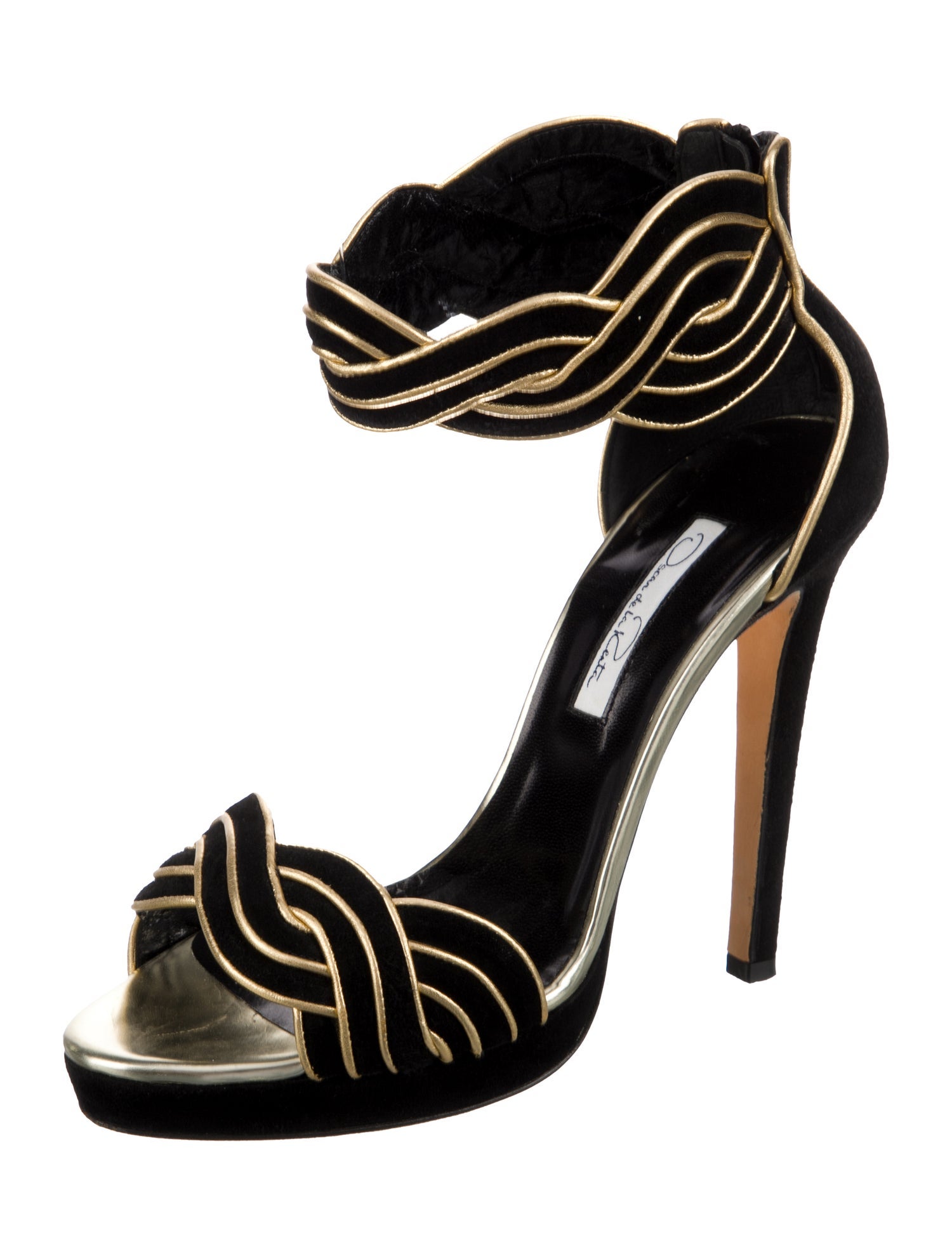 Oscar de la Renta Suede Striped Sandals