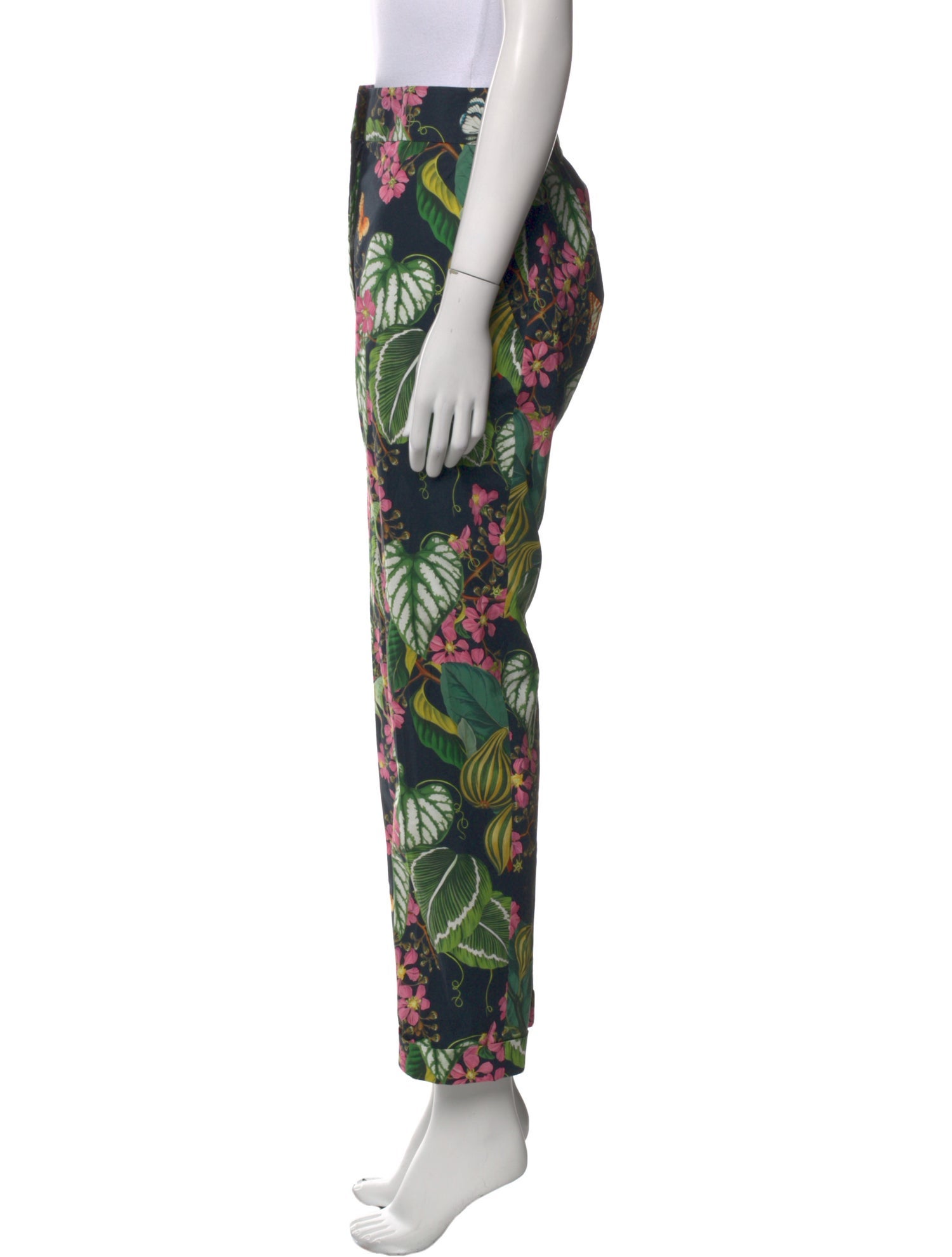 Oscar de la Renta Floral Print Straight Leg Pants