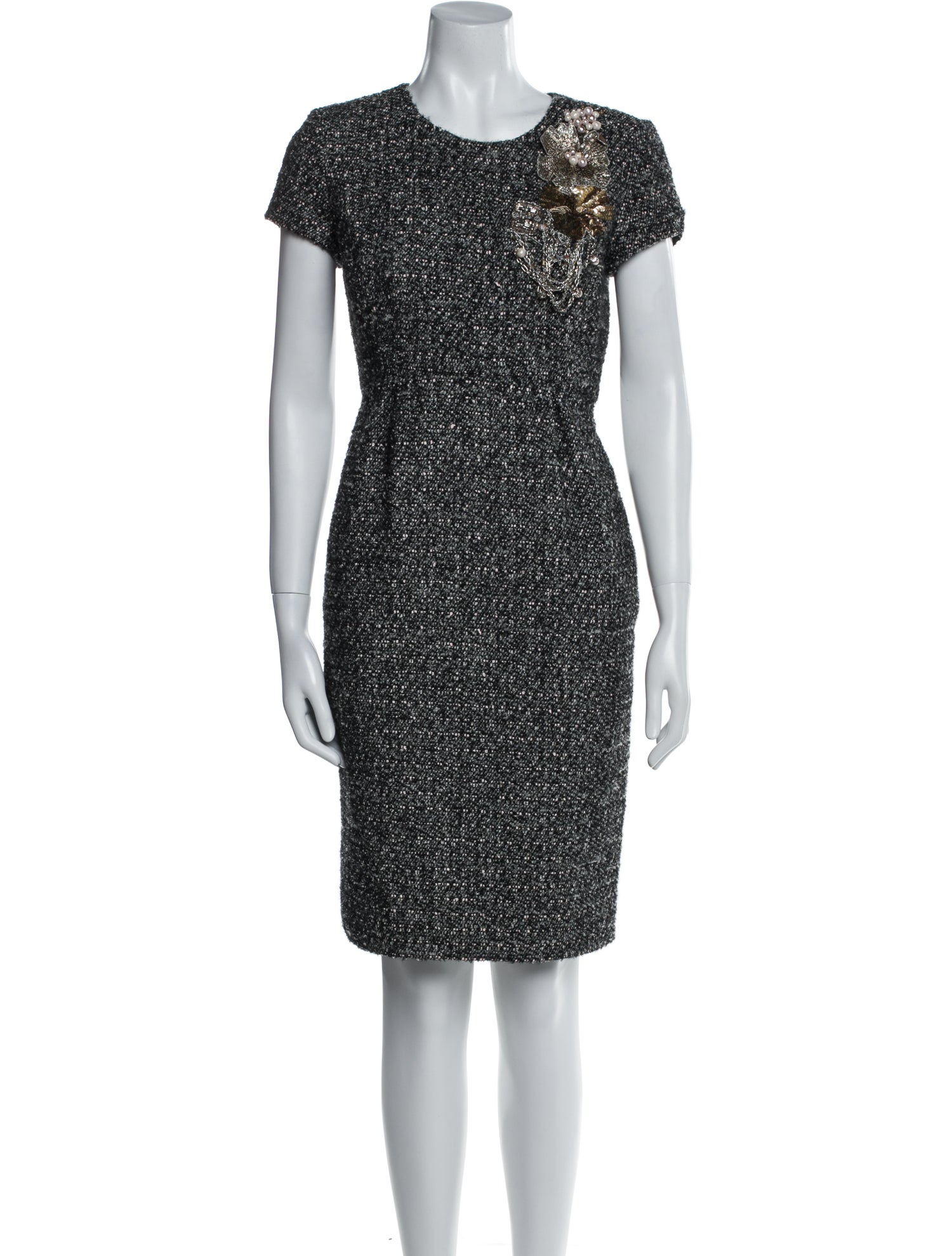 Oscar de la Renta Virgin Wool Knee-Length Dress