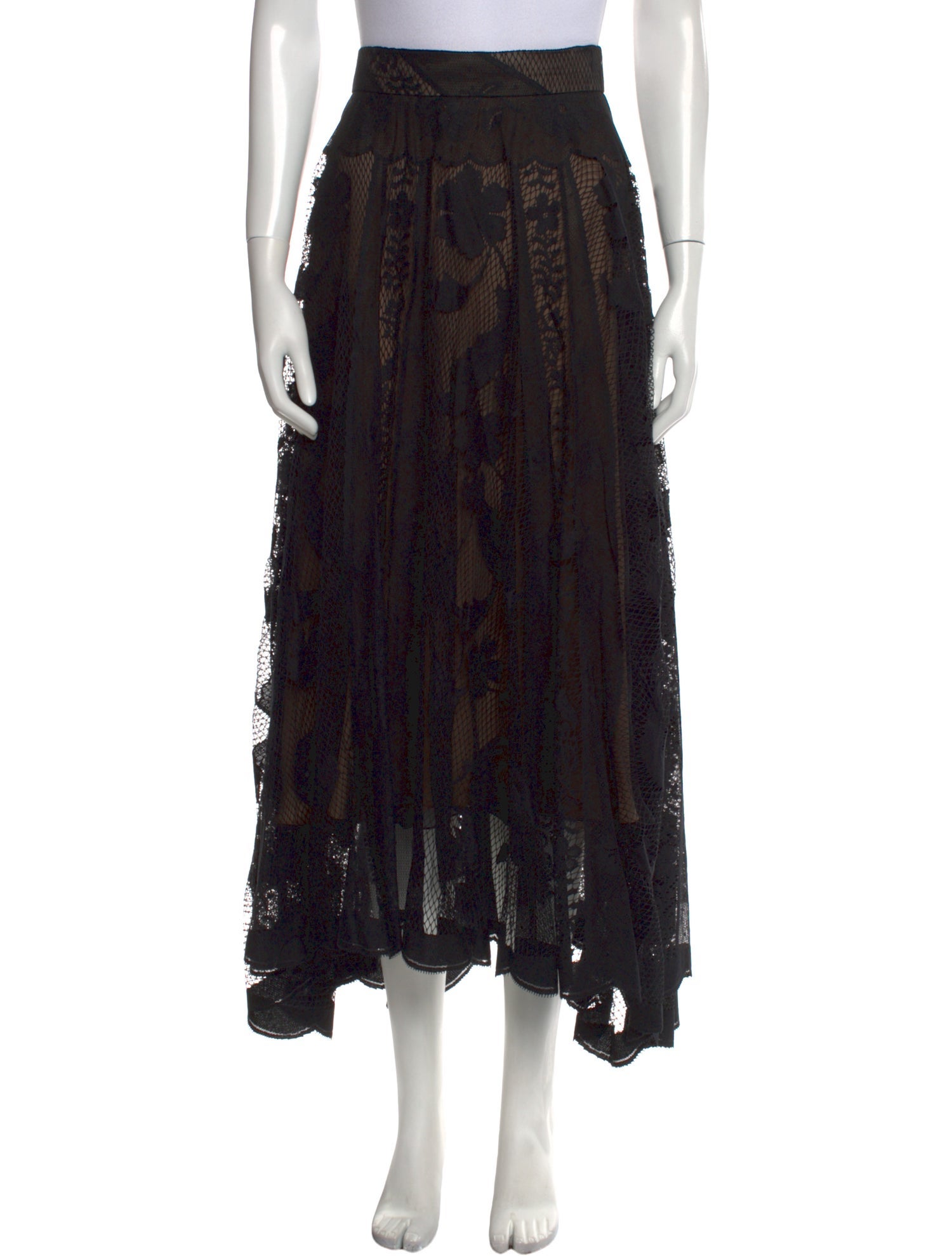 Oscar de la Renta Lace Pattern Midi Length Skirt