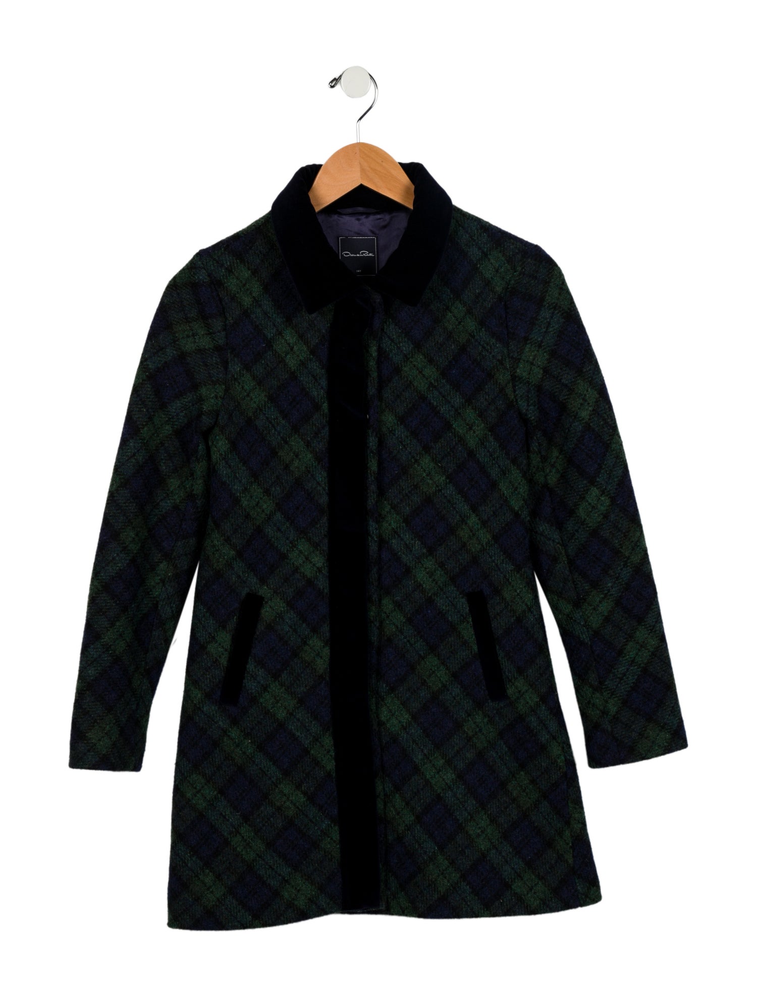 Oscar de la Renta Girls' Wool Checkprint Coat