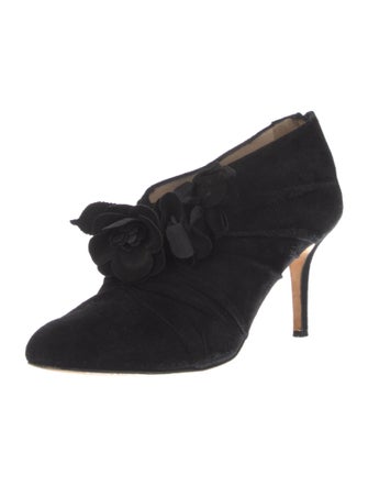 Oscar de la Renta Suede Floral Print Pumps