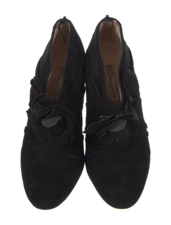 Oscar de la Renta Suede Floral Print Pumps