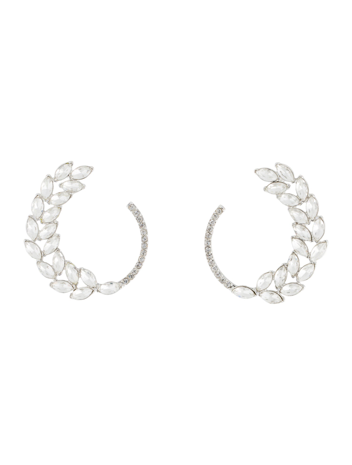 Oscar de la Renta Navette & Pavé Hoop Earrings