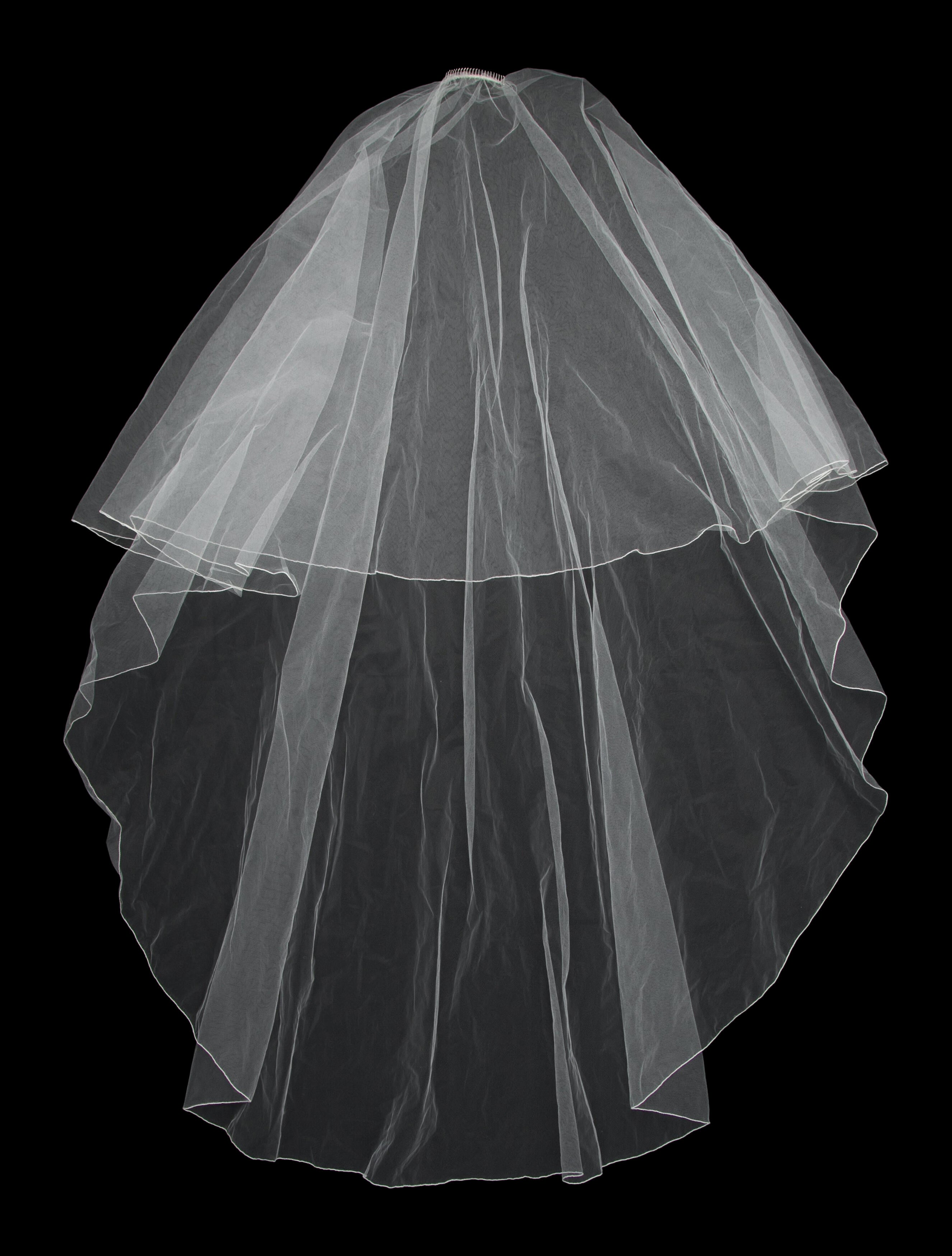 Oscar de la Renta White Hair Veil Band w/ Mesh Accent Throughout