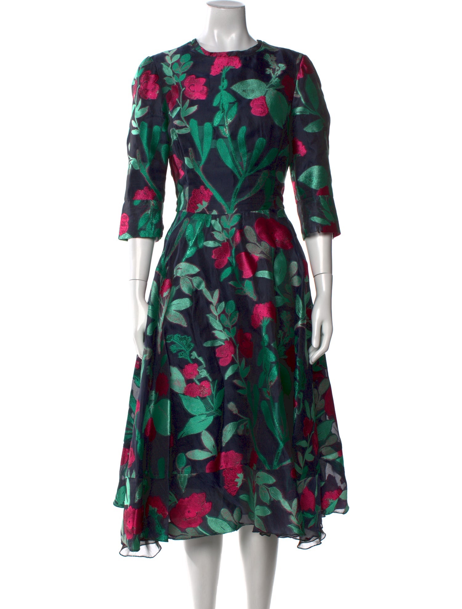 Oscar de la Renta Floral Print Long Dress