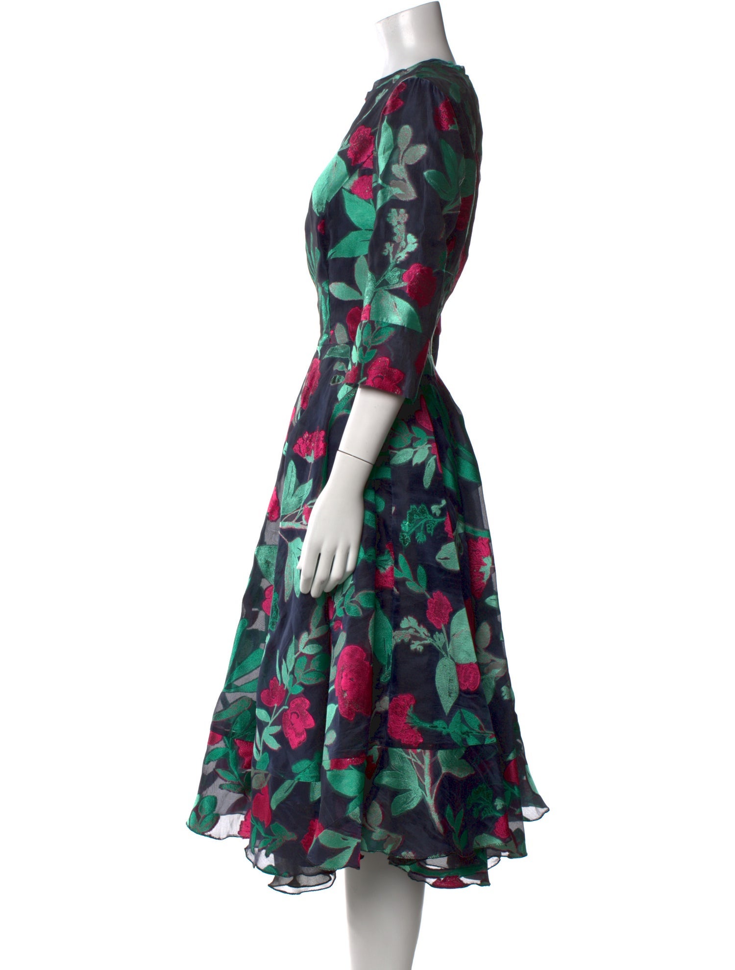 Oscar de la Renta Floral Print Long Dress