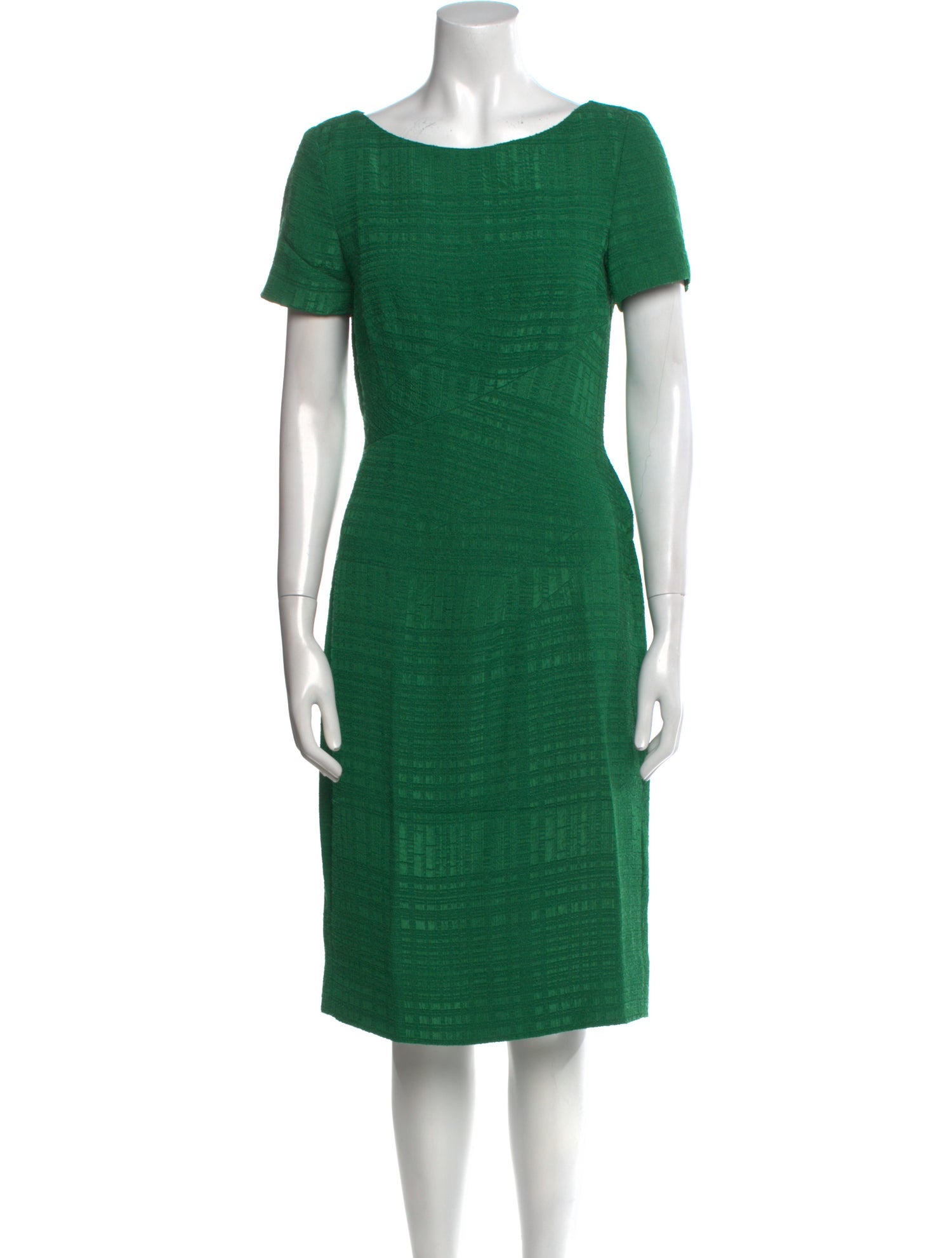 Oscar de la Renta Bateau Neckline Midi Length Dress