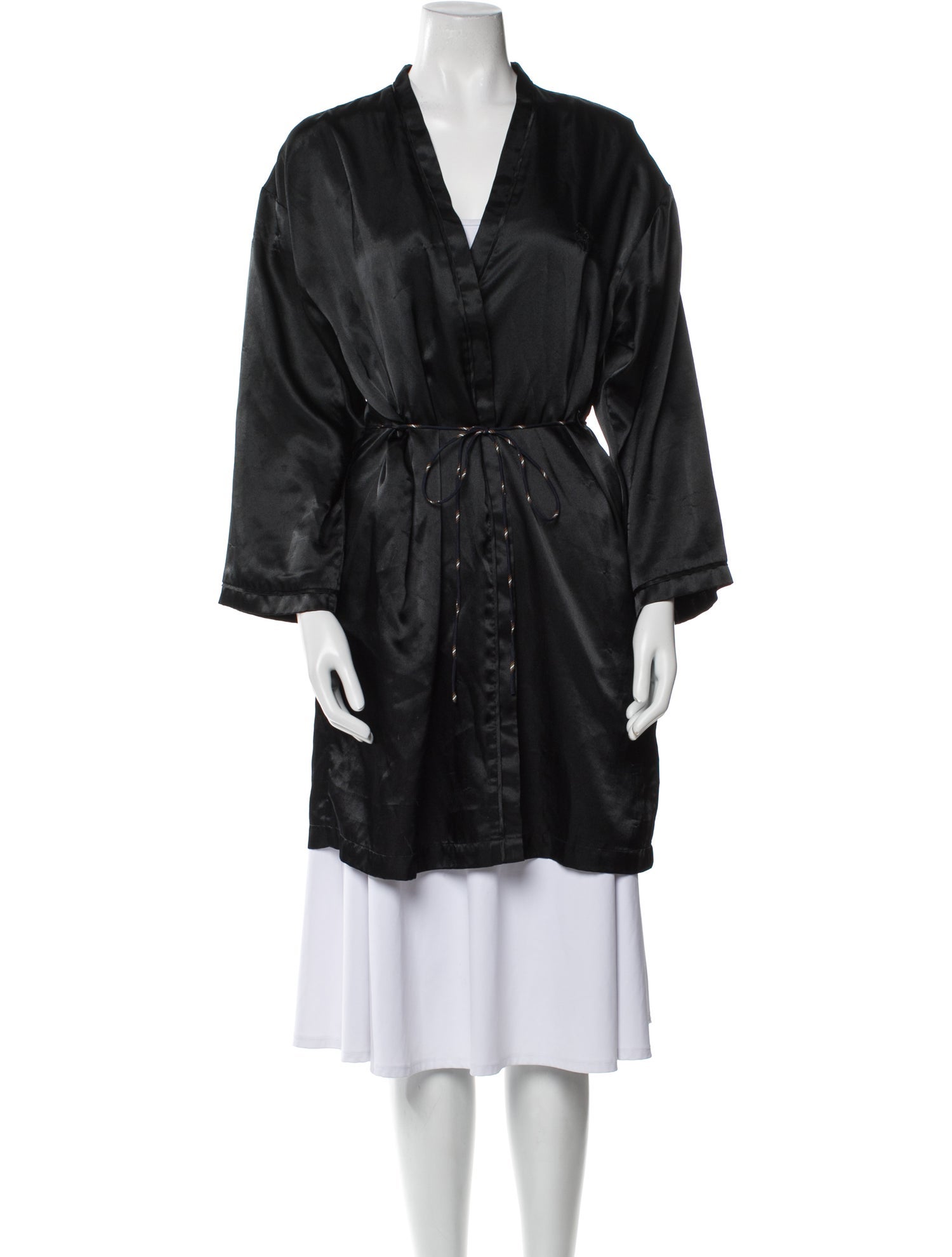 Oscar de la Renta Lace Trim Embellishment Robe