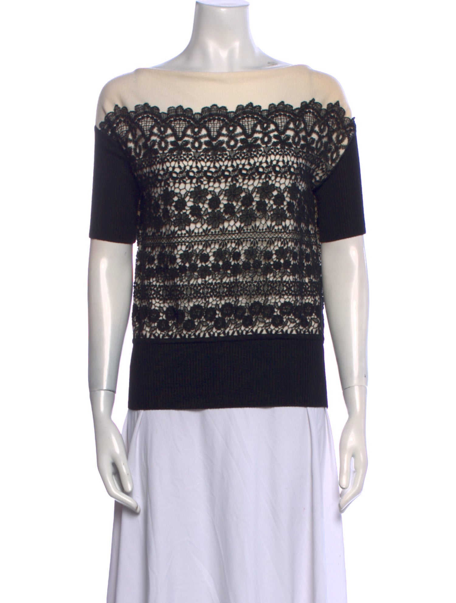 Oscar de la Renta Virgin Wool Off-The-Shoulder Top