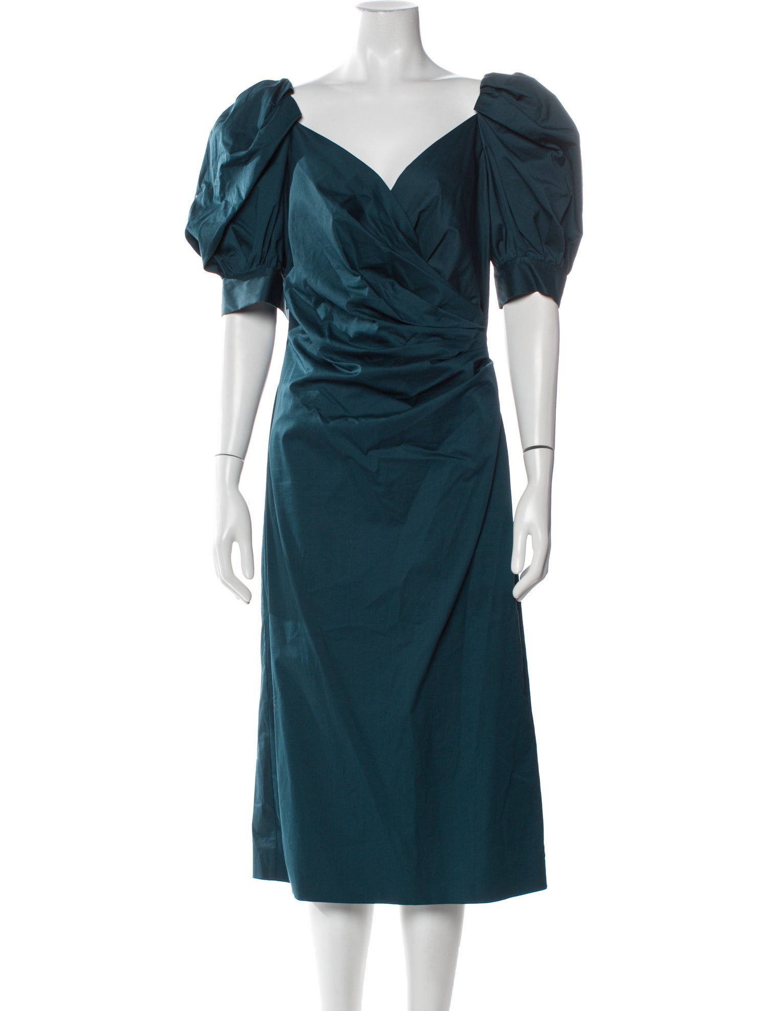 Oscar de la Renta V-Neck Midi Length Dress