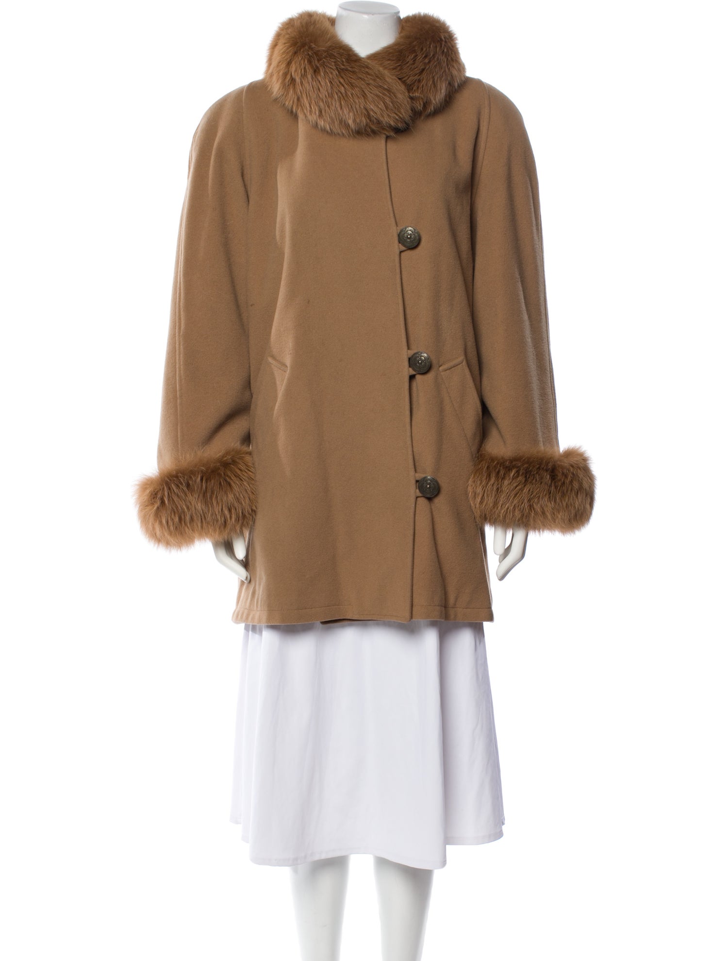 Oscar de la Renta Wool Faux Fur Coat