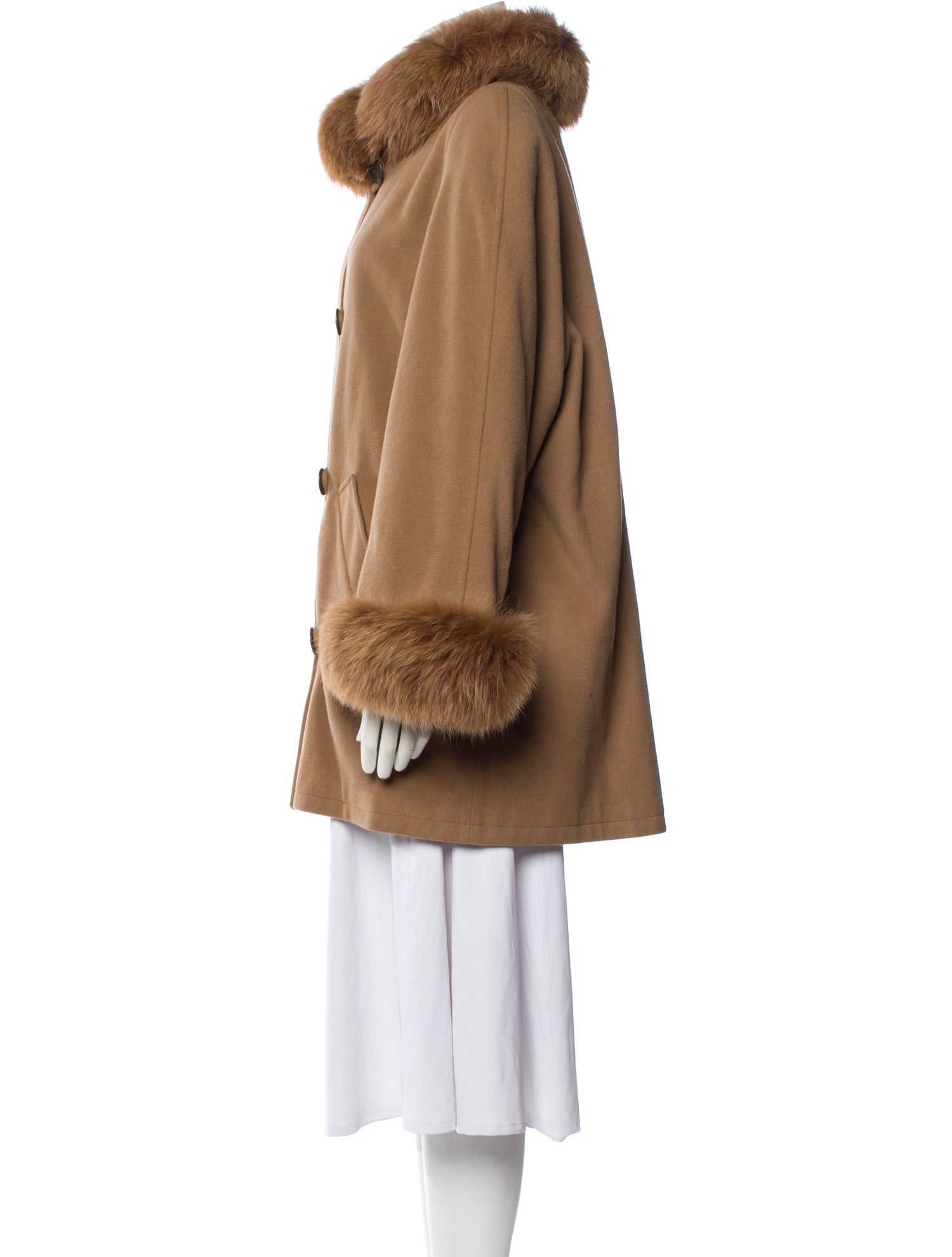 Oscar de la Renta Wool Faux Fur Coat