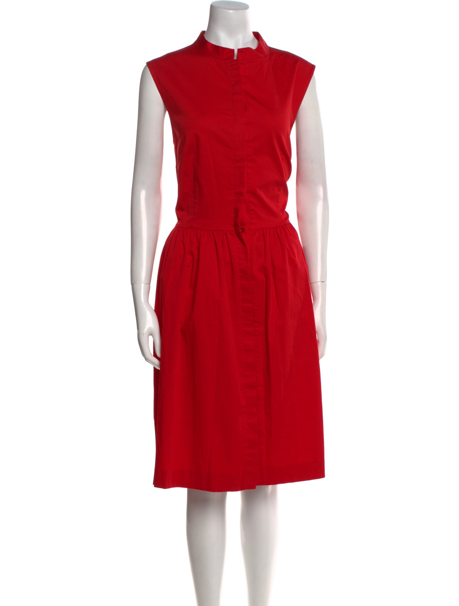 Oscar de la Renta Mock Neck Midi Length Dress