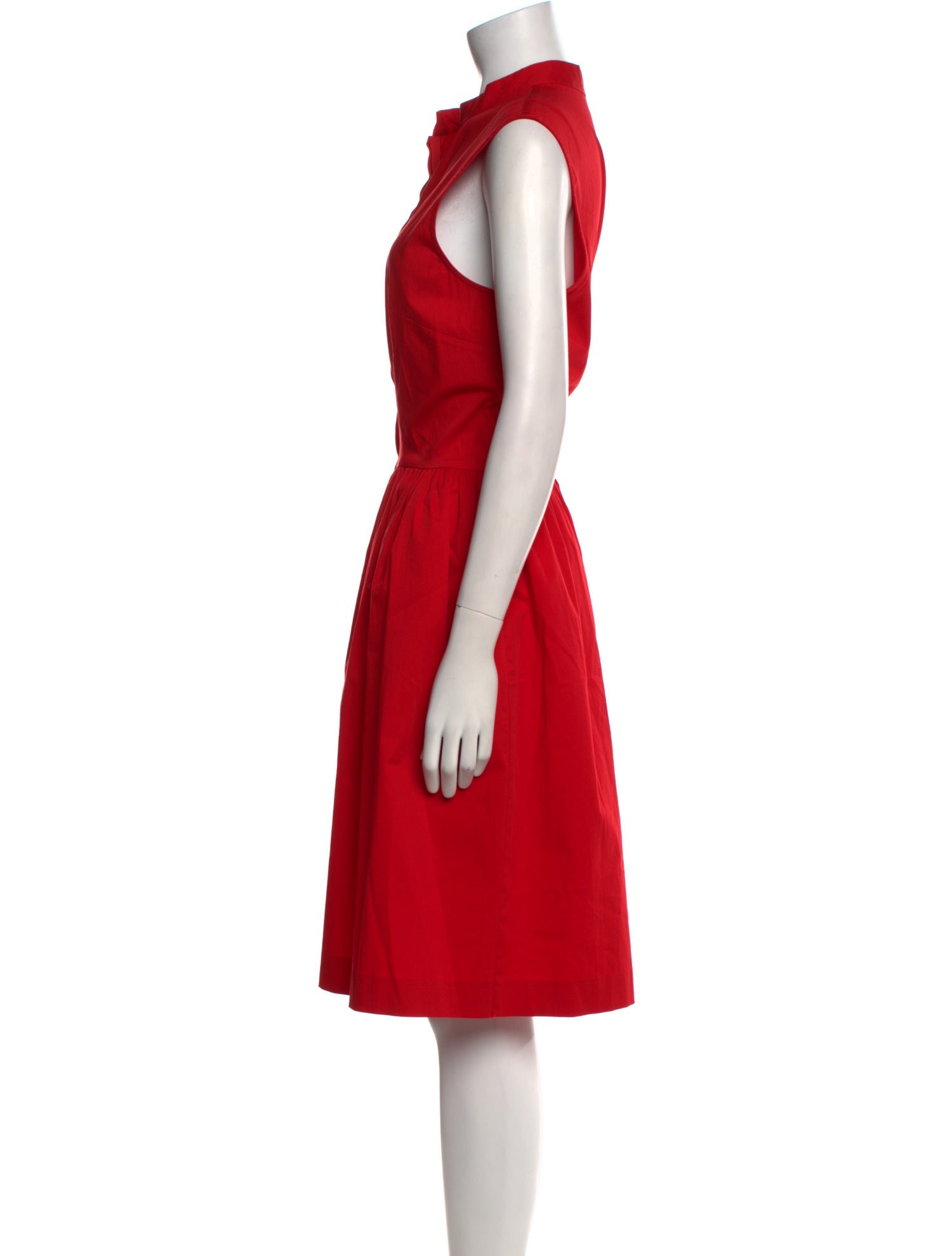 Oscar de la Renta Mock Neck Midi Length Dress