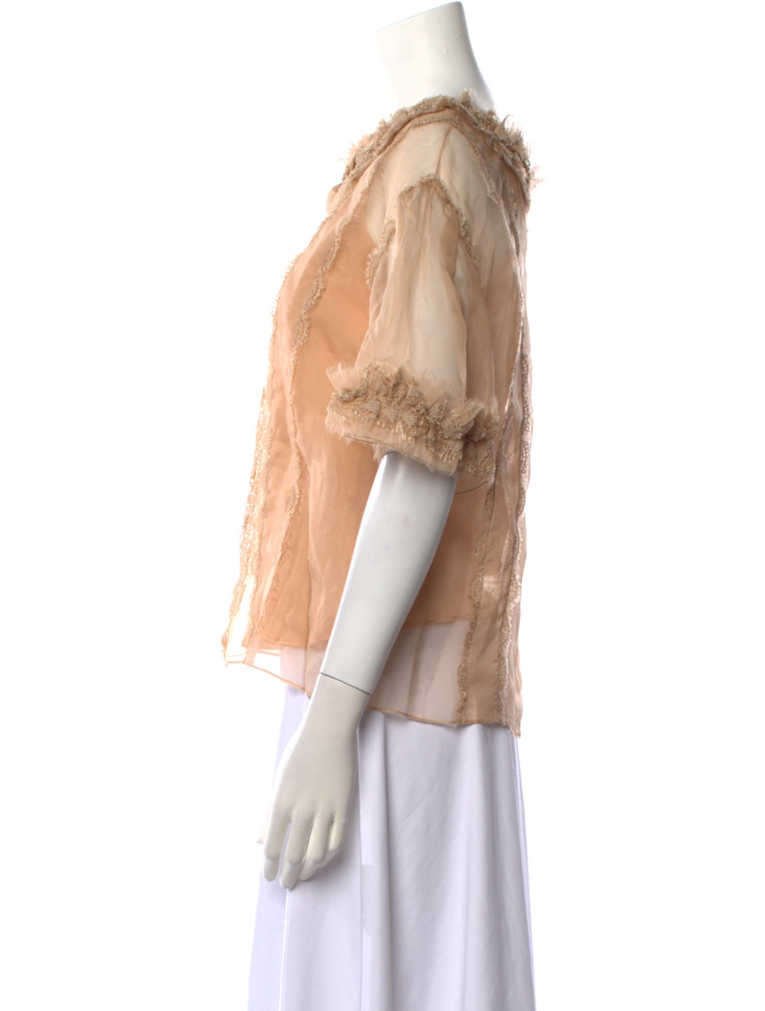 Oscar de la Renta Silk Bateau Neckline Blouse