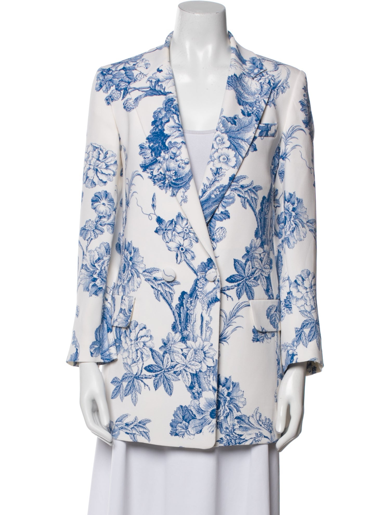 Oscar de la Renta Silk Floral Print Blazer