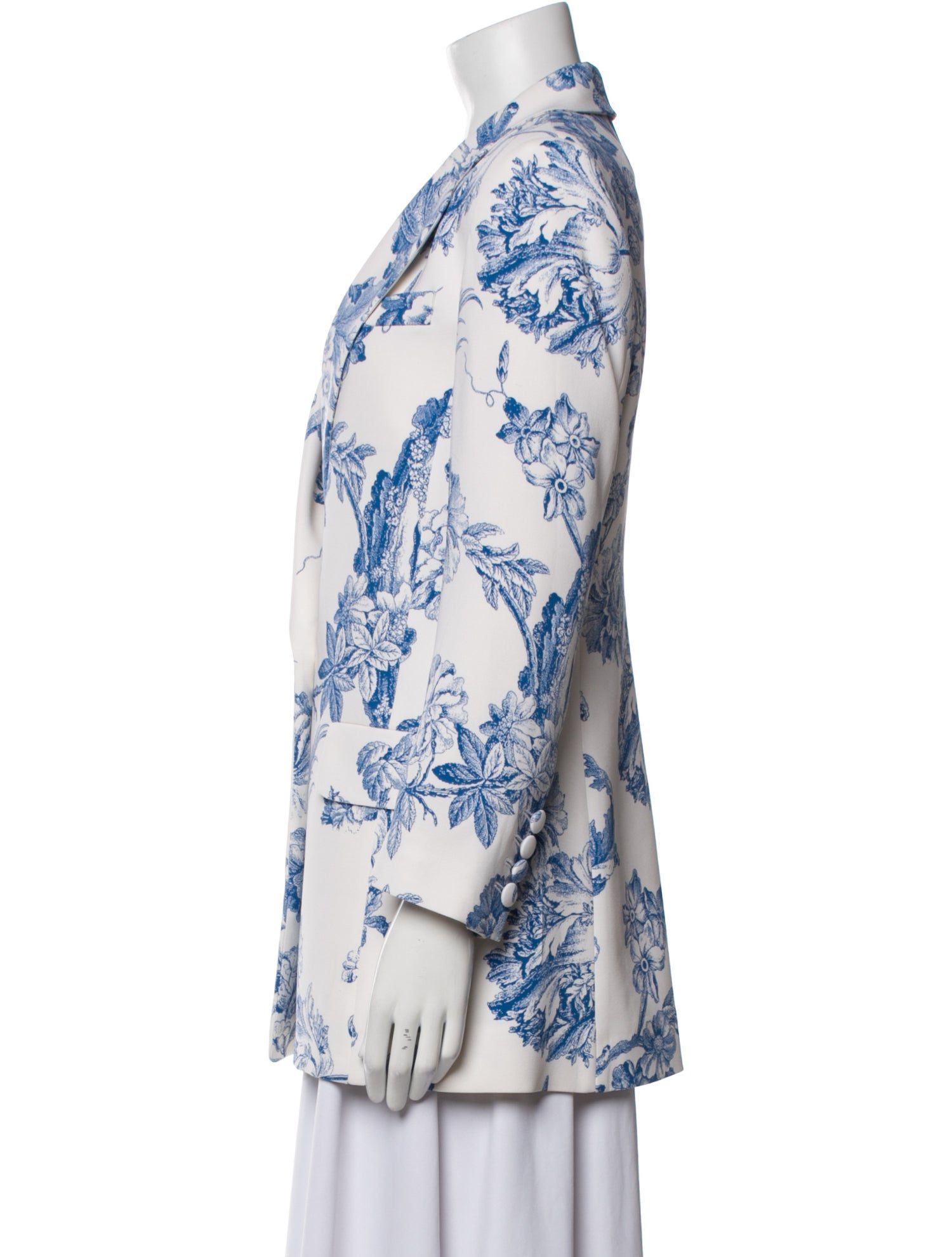 Oscar de la Renta Silk Floral Print Blazer