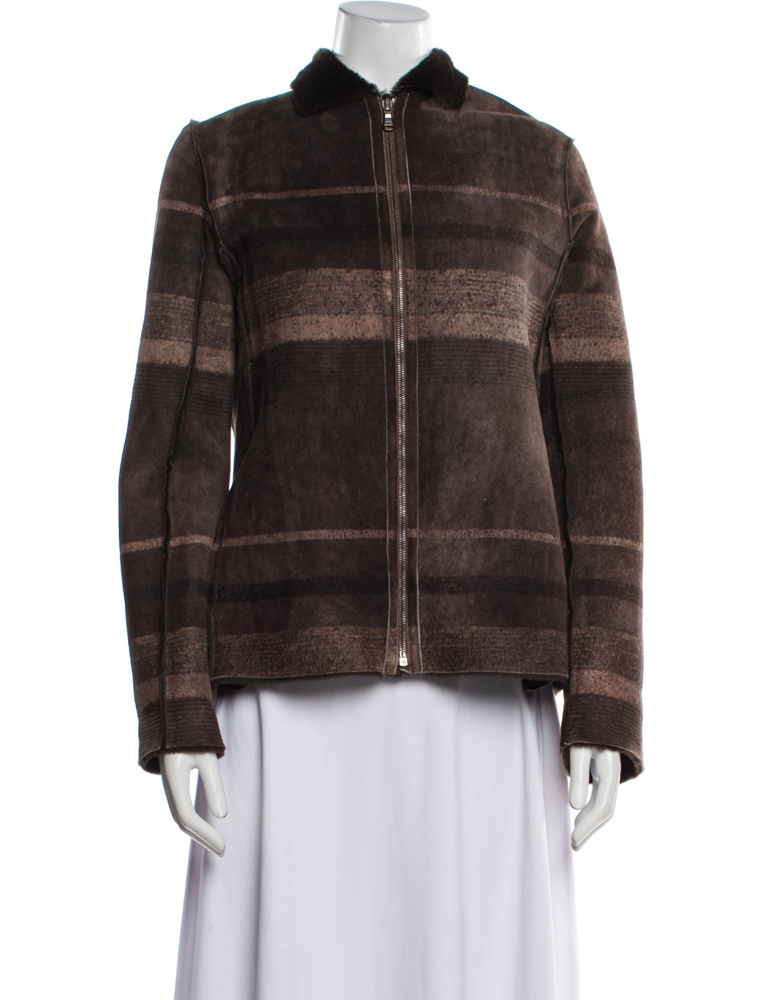 Oscar de la Renta Plaid Print Fur Jacket