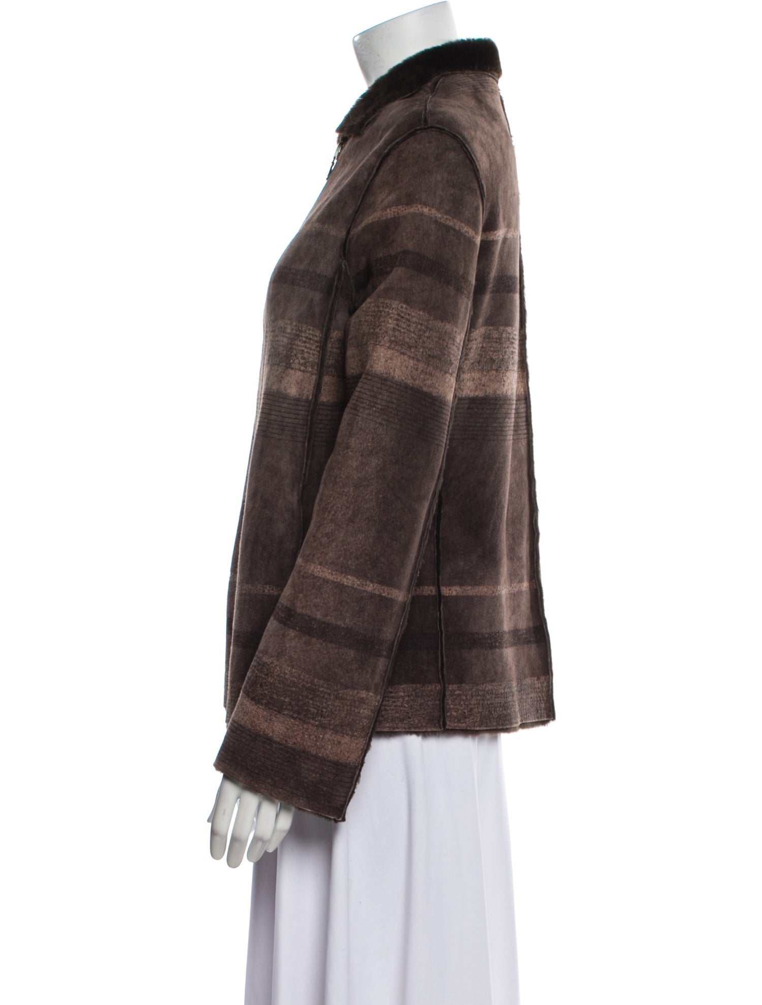 Oscar de la Renta Plaid Print Fur Jacket