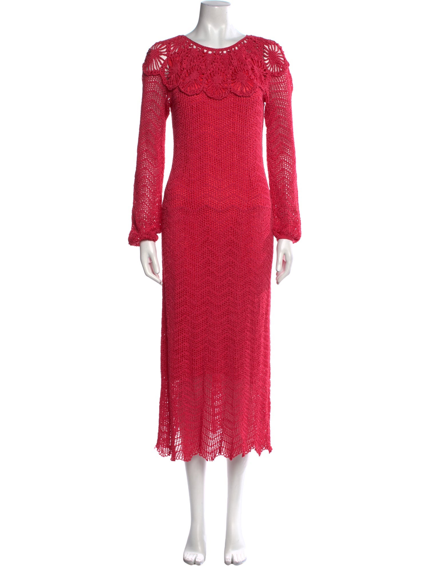 Oscar de la Renta Crew Neck Midi Length Dress