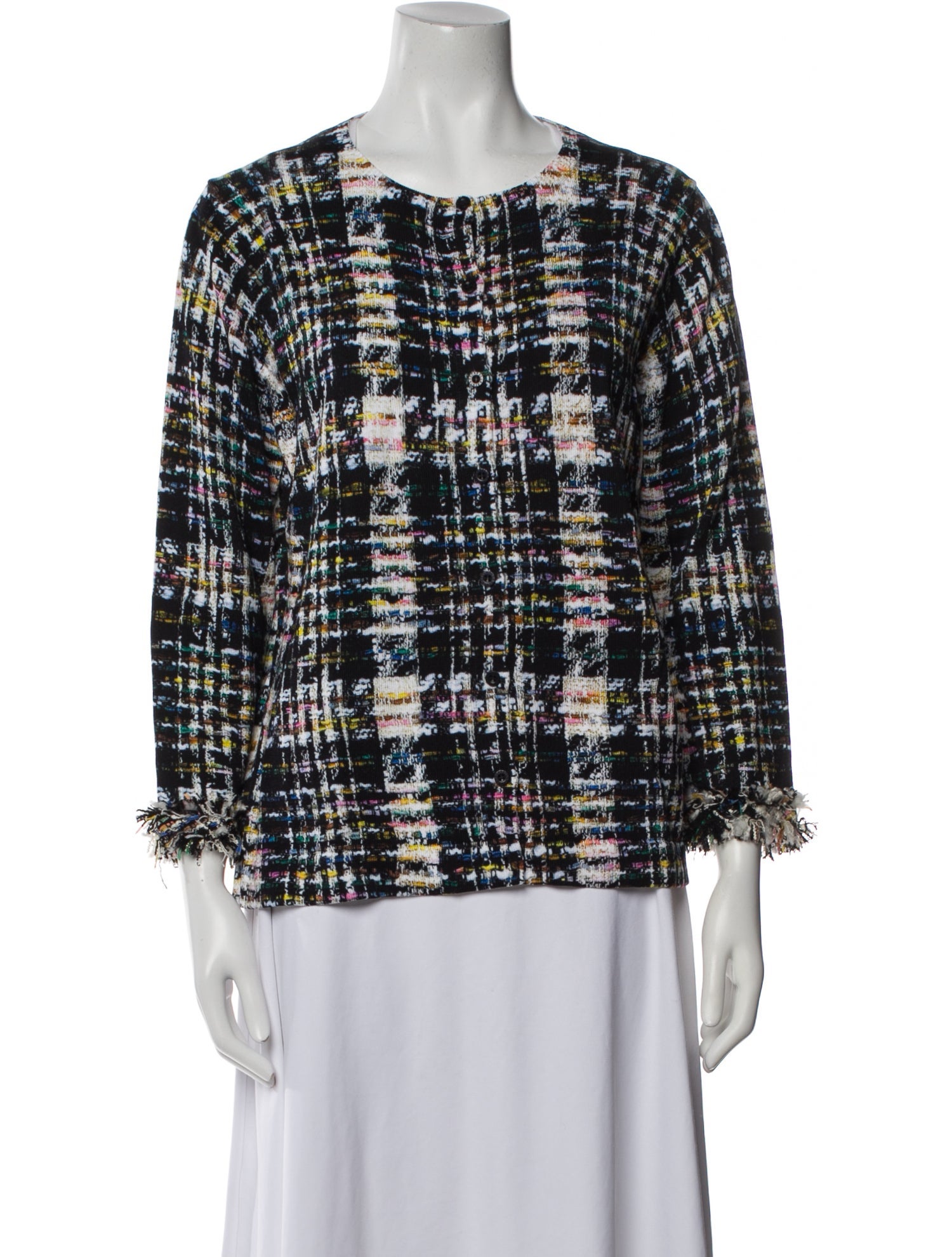 Oscar de la Renta Plaid Print Evening Jacket