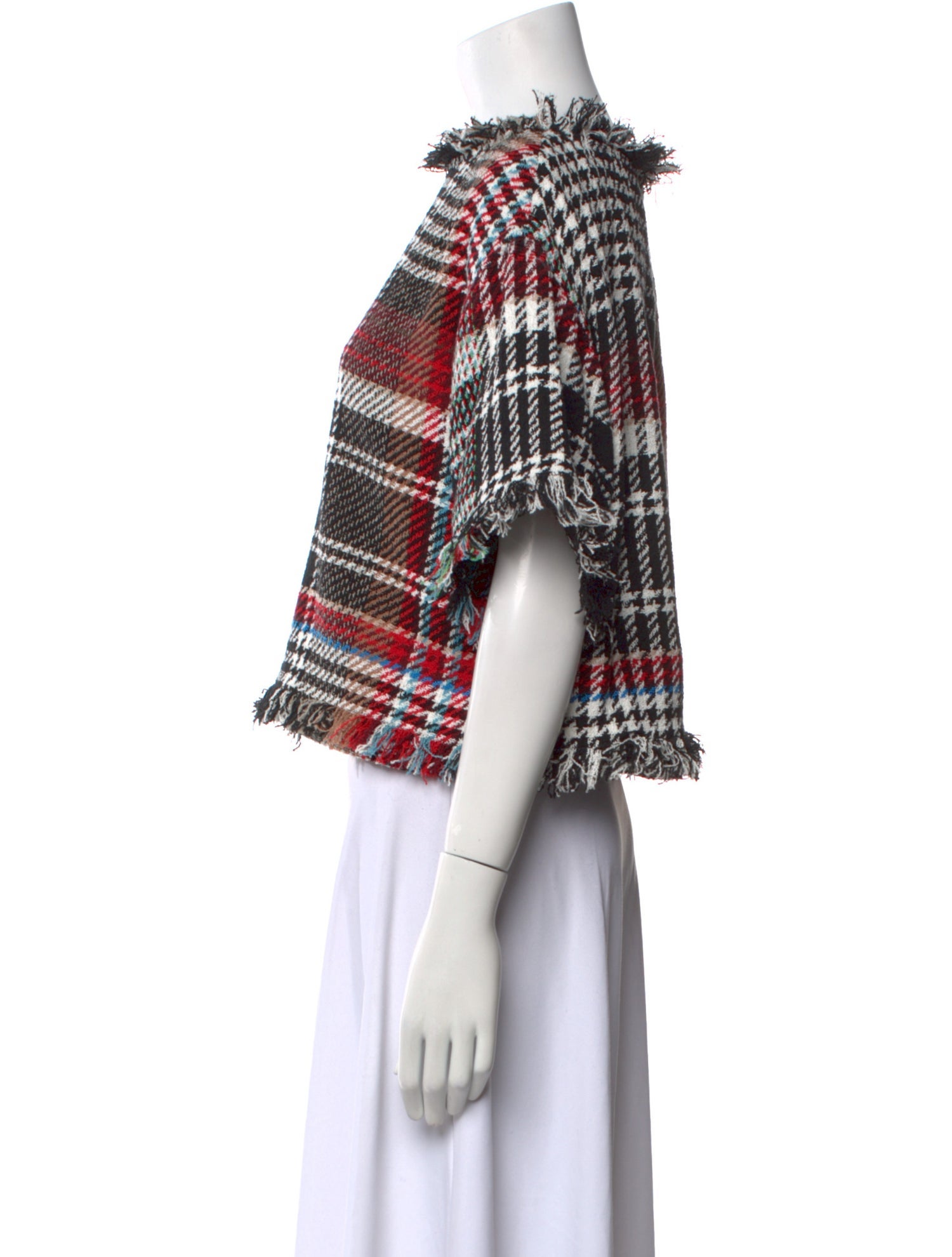 Oscar de la Renta Plaid Print Scoop Neck Crop Top