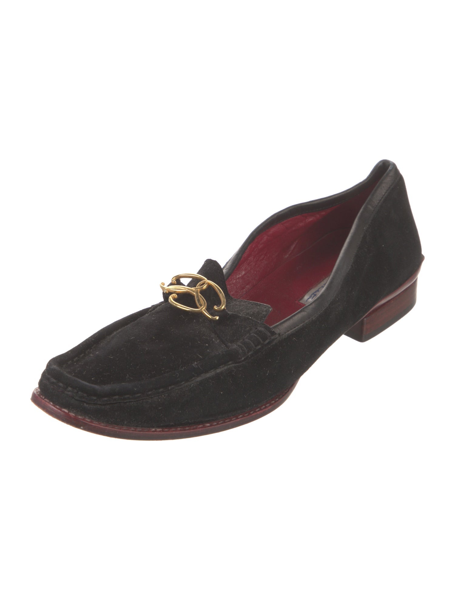 Oscar de la Renta Suede Embroidered Accent Loafers