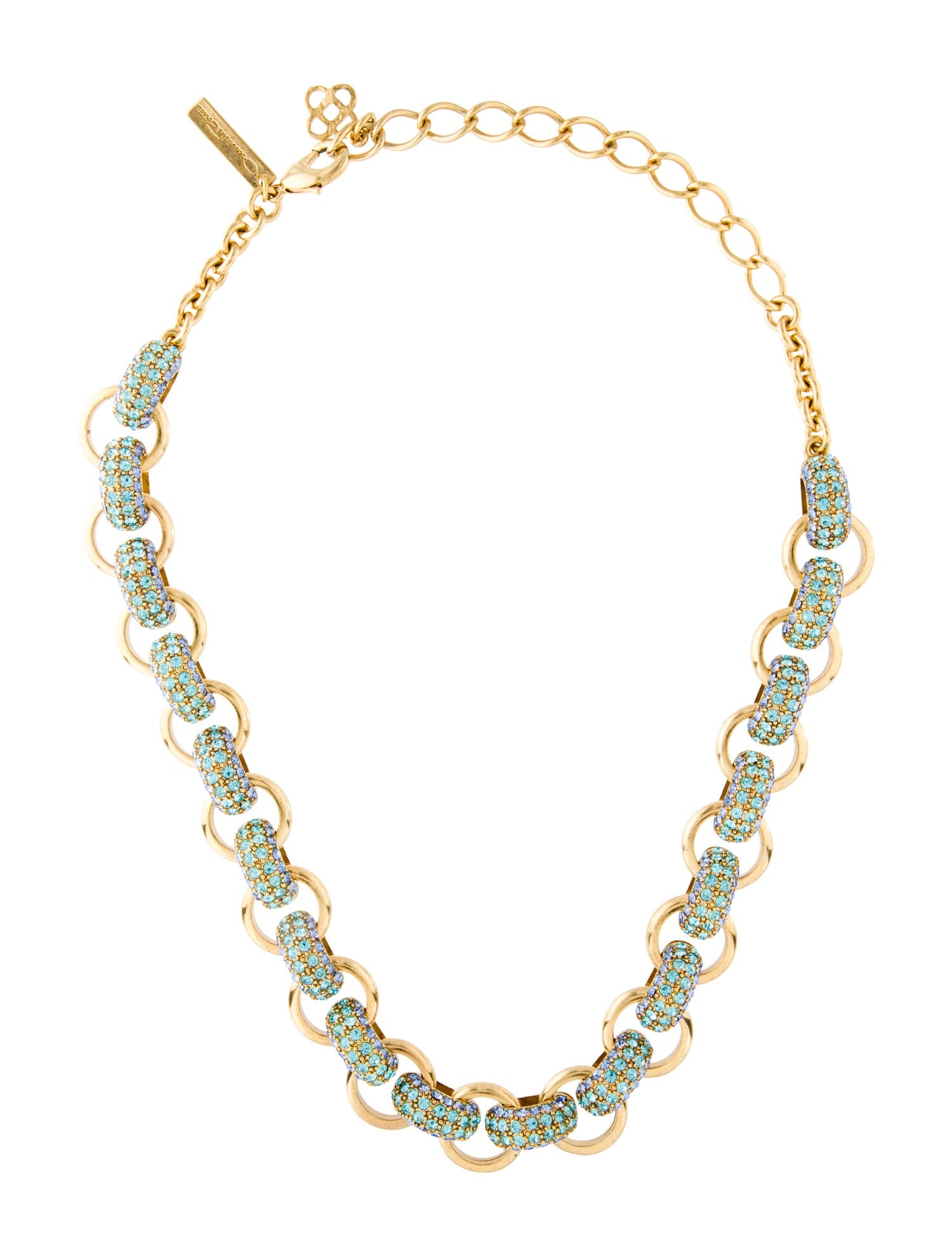 Oscar de la Renta Crystal Pave Bull Horn Collar Necklace