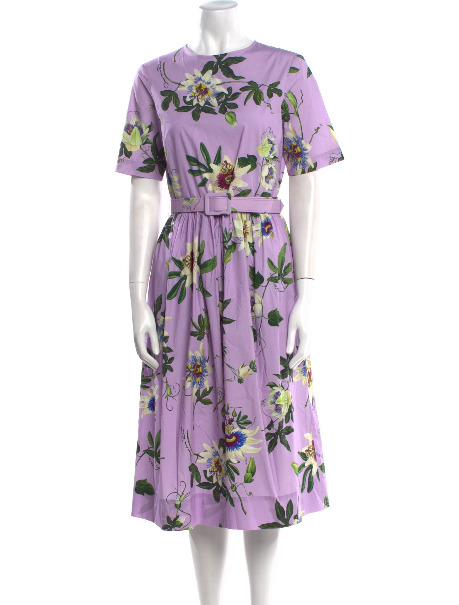 Oscar de la Renta Floral Print Midi Length Dress