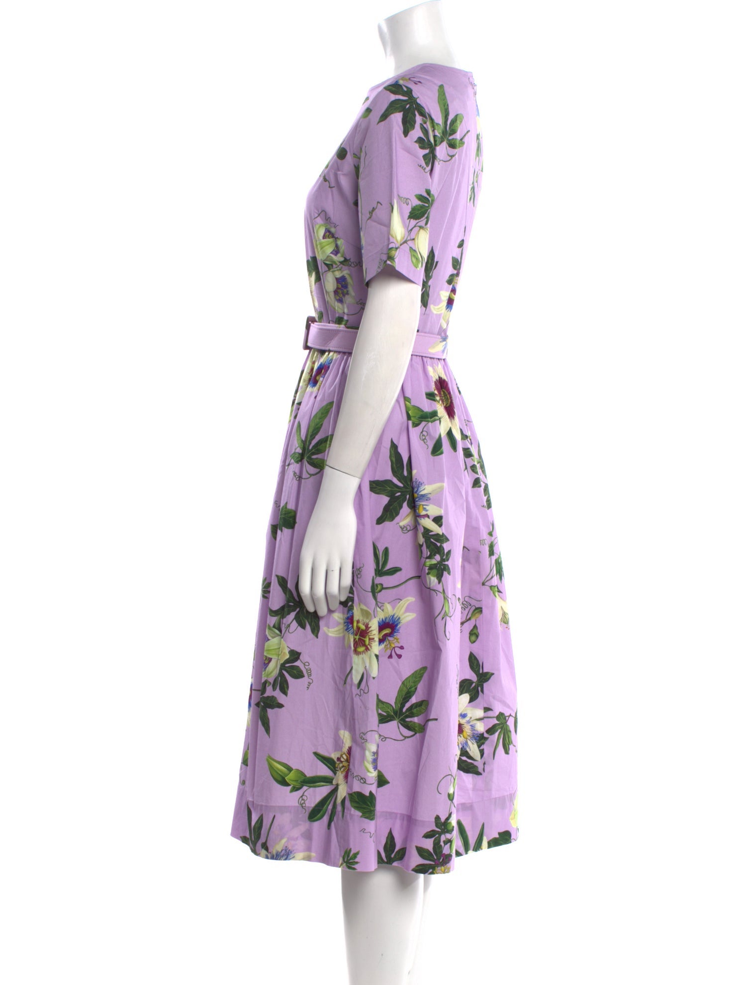 Oscar de la Renta Floral Print Midi Length Dress