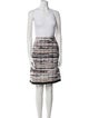 Oscar de la Renta Tweed Pattern Fringe Trim Accent Skirt Suit