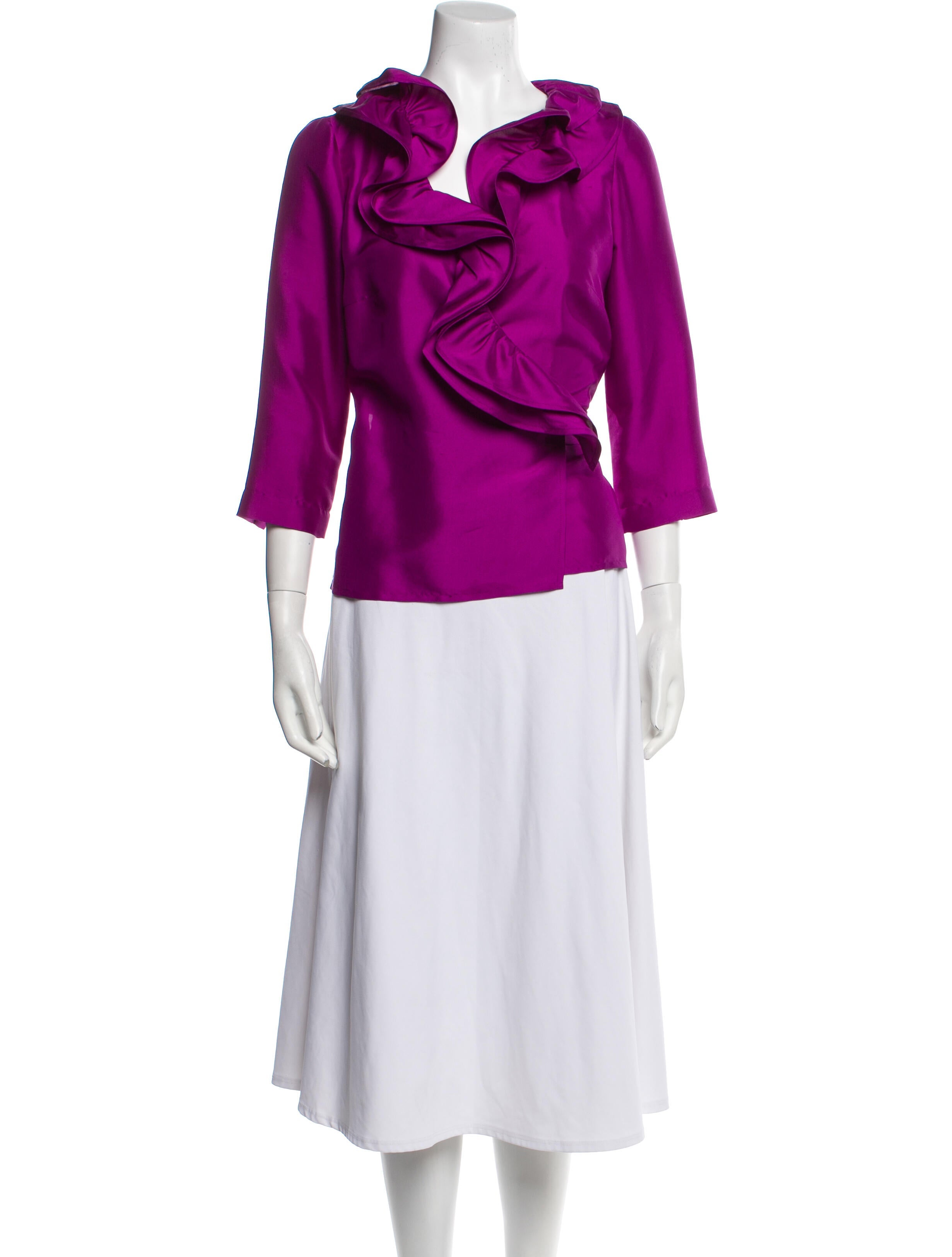 Oscar de la Renta Silk Cowl Neck Blouse