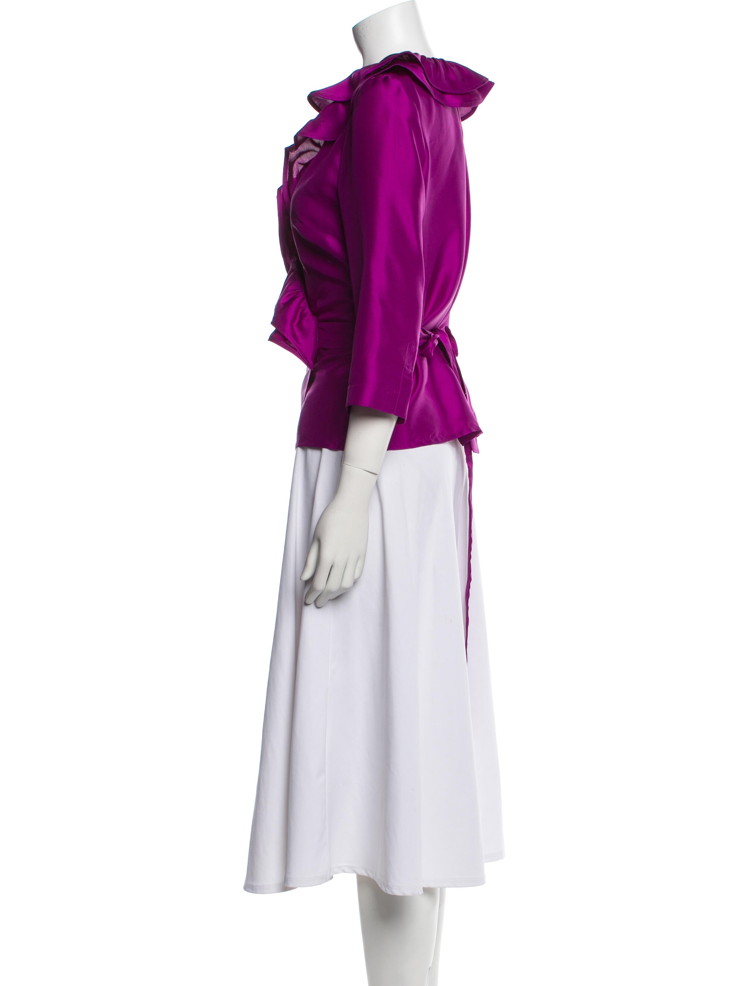 Oscar de la Renta Silk Cowl Neck Blouse