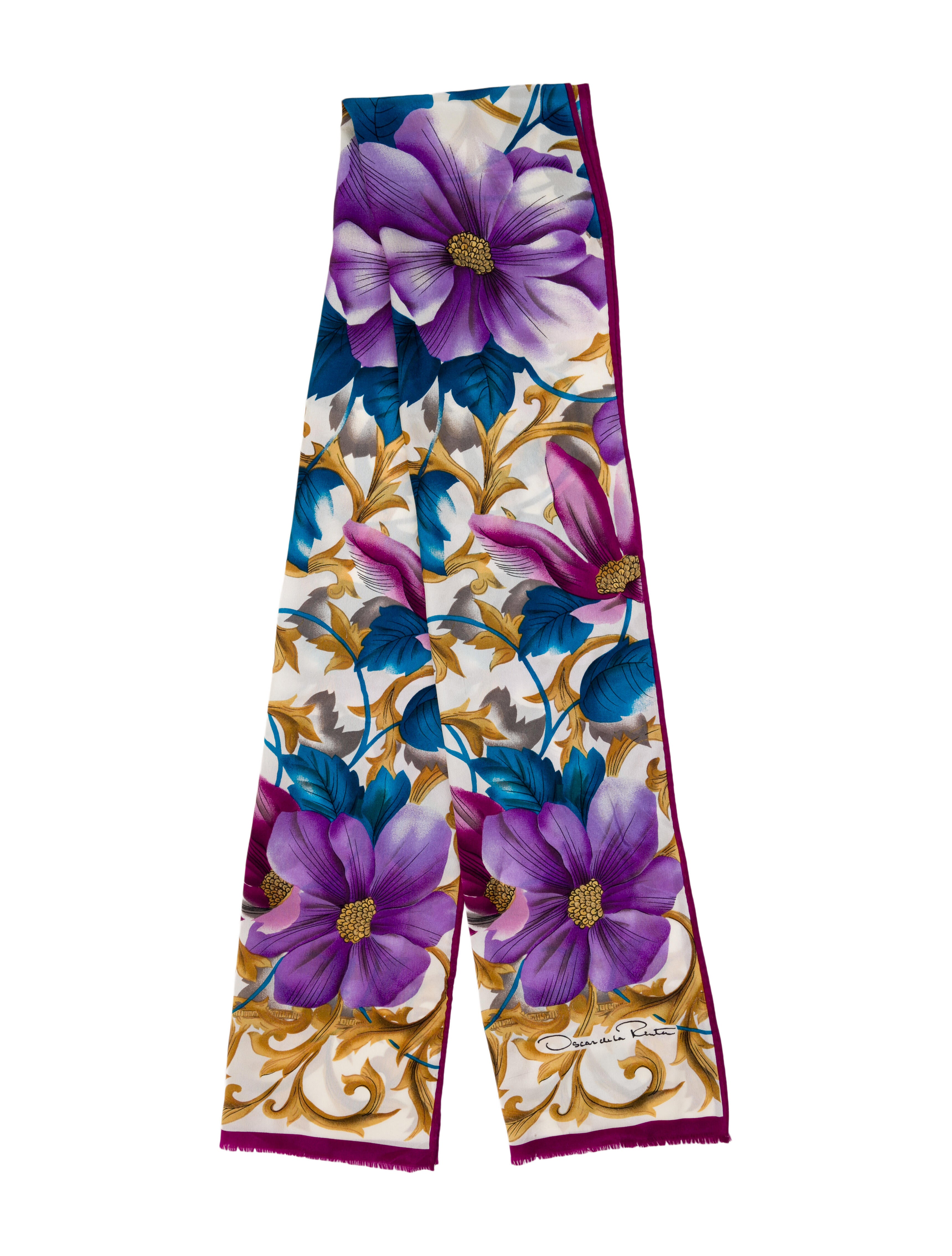 Oscar de la Renta Silk Floral Print Scarf