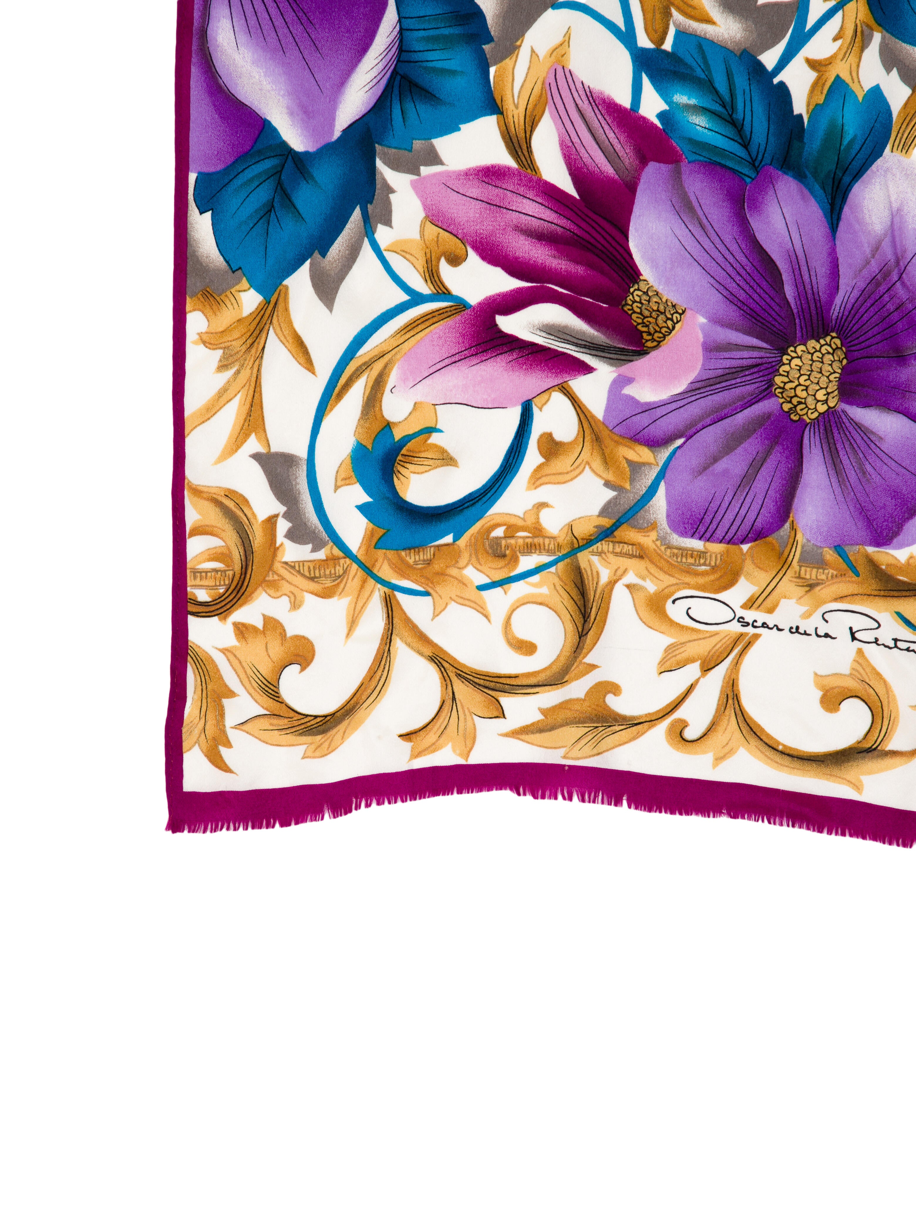 Oscar de la Renta Silk Floral Print Scarf