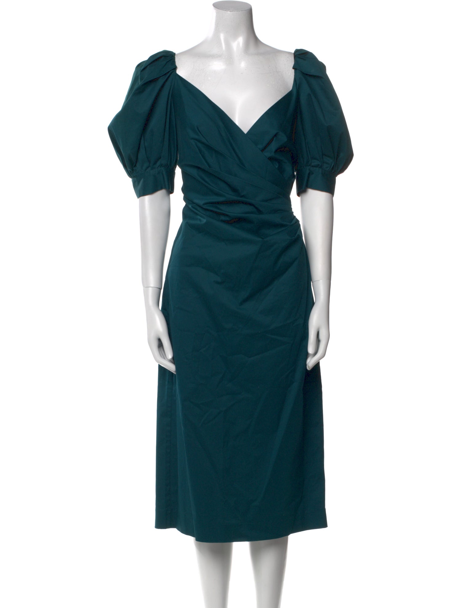 Oscar de la Renta V-Neck Midi Length Dress