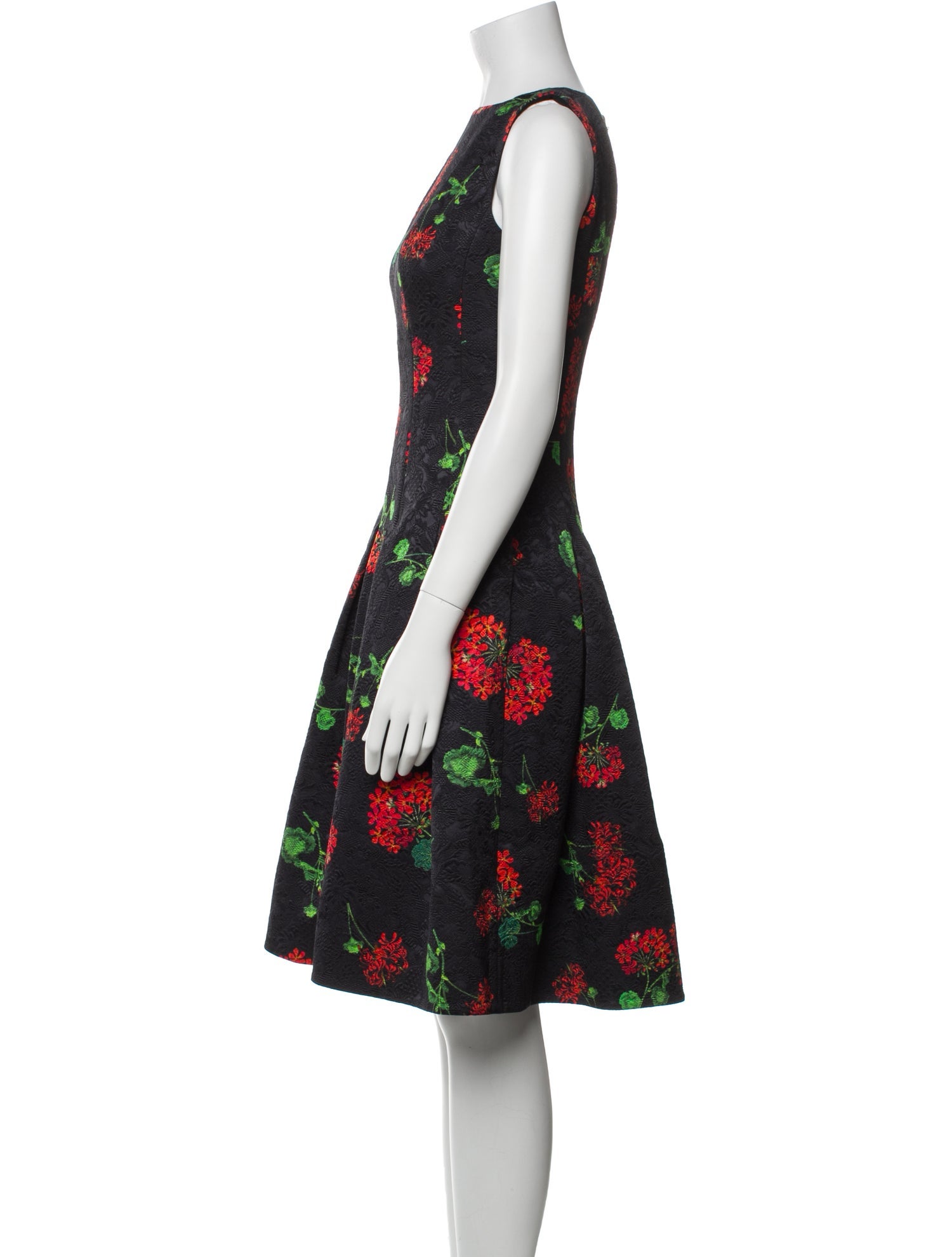 Oscar de la Renta Floral Print Knee-Length Dress