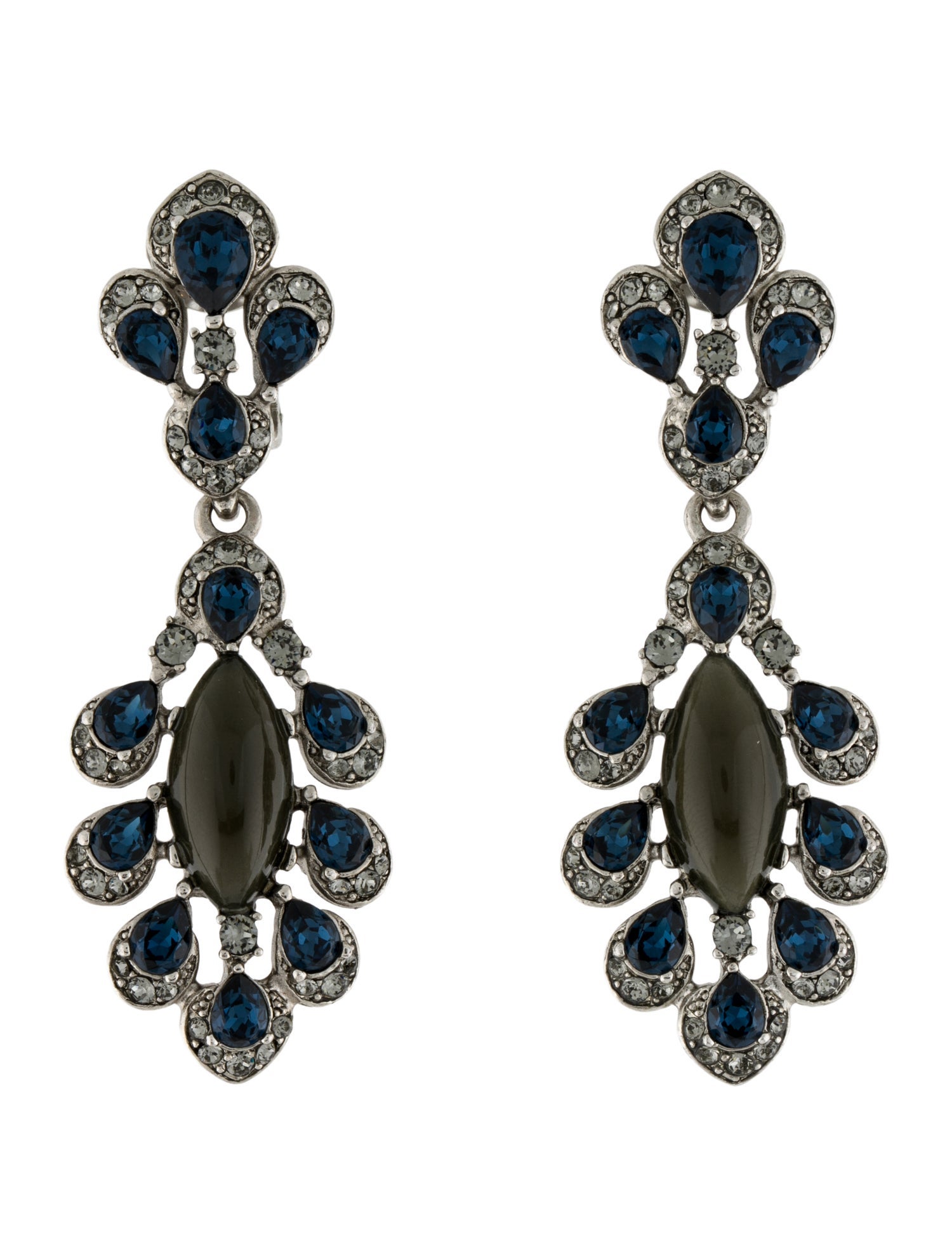Oscar de la Renta Crystal & Resin Drop Clip On Earrings