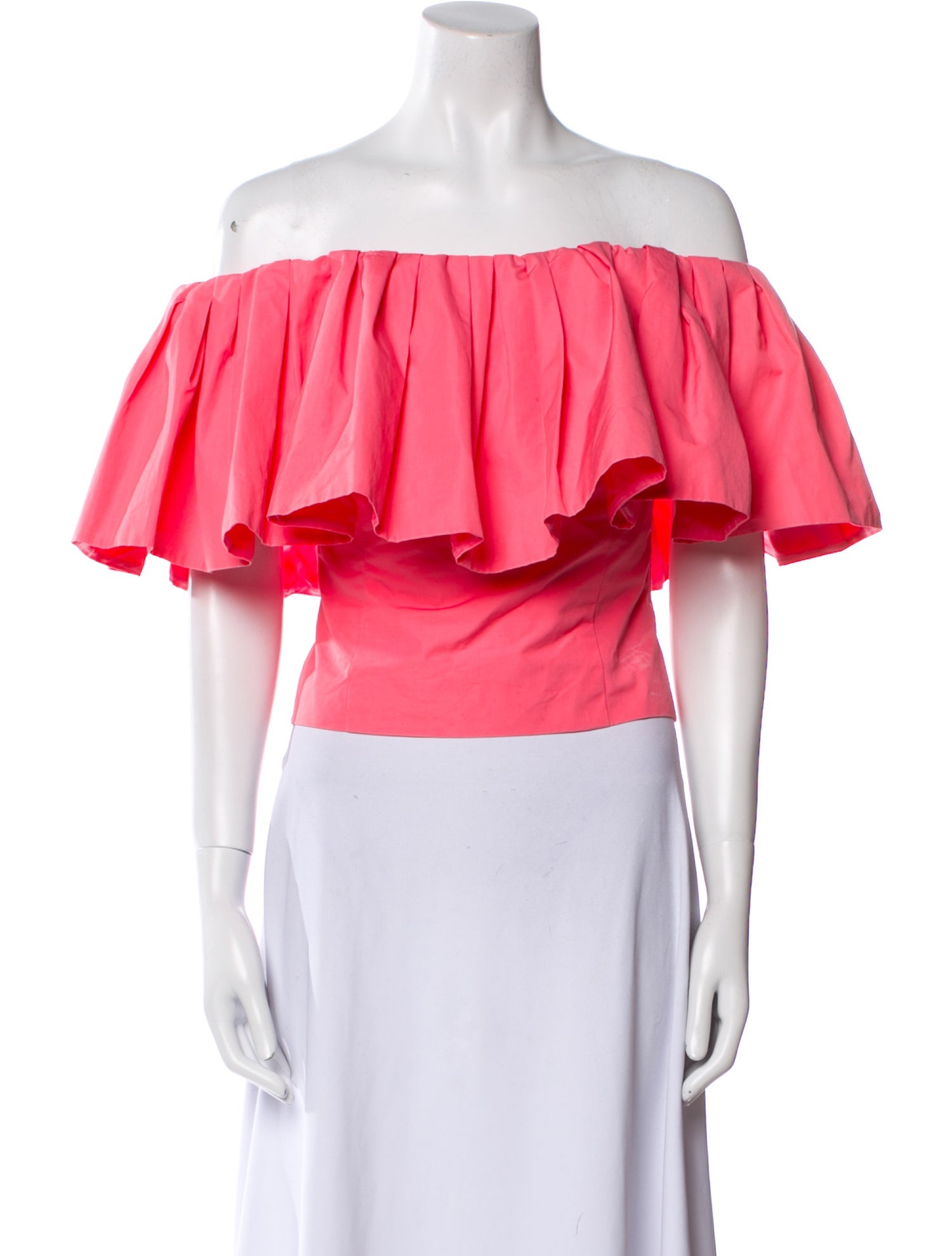Oscar de la Renta Off-The-Shoulder Short Sleeve Crop Top