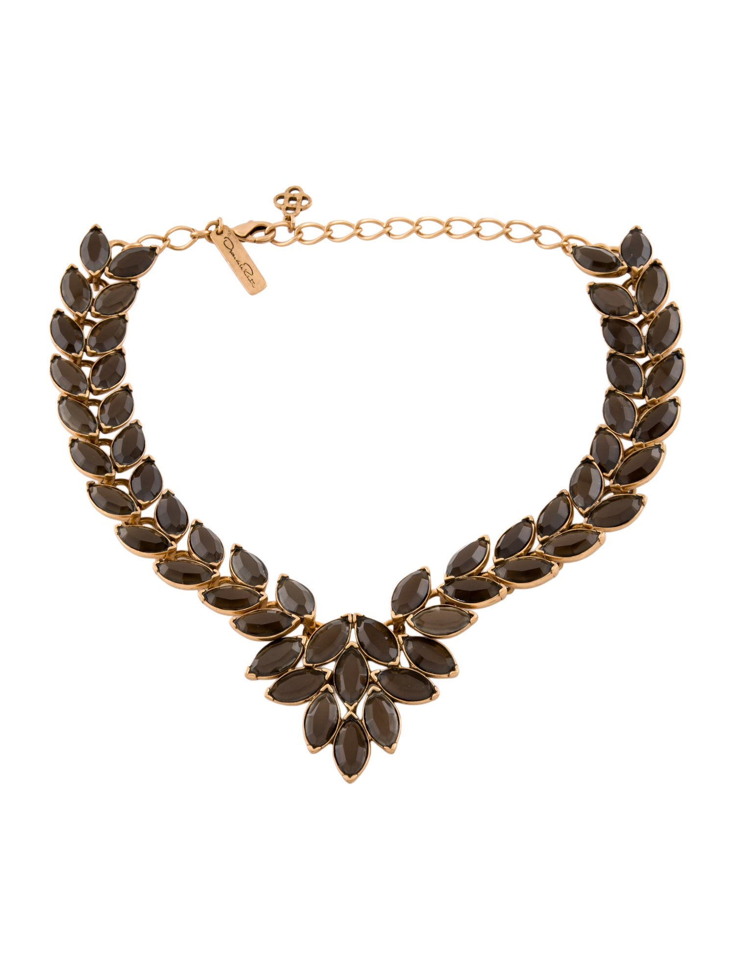 Oscar de la Renta Crystal Leaf Motif Collar Necklace