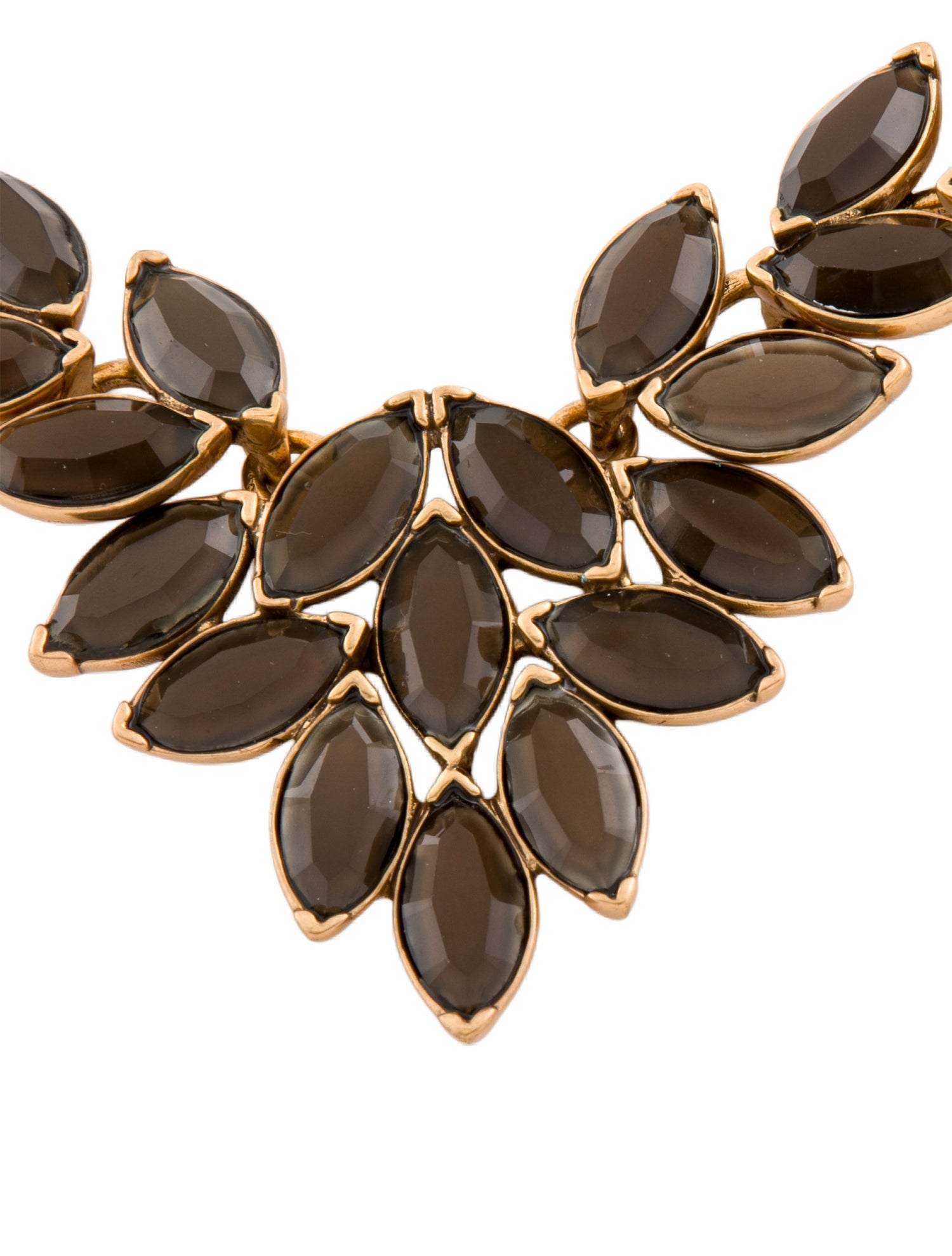 Oscar de la Renta Crystal Leaf Motif Collar Necklace