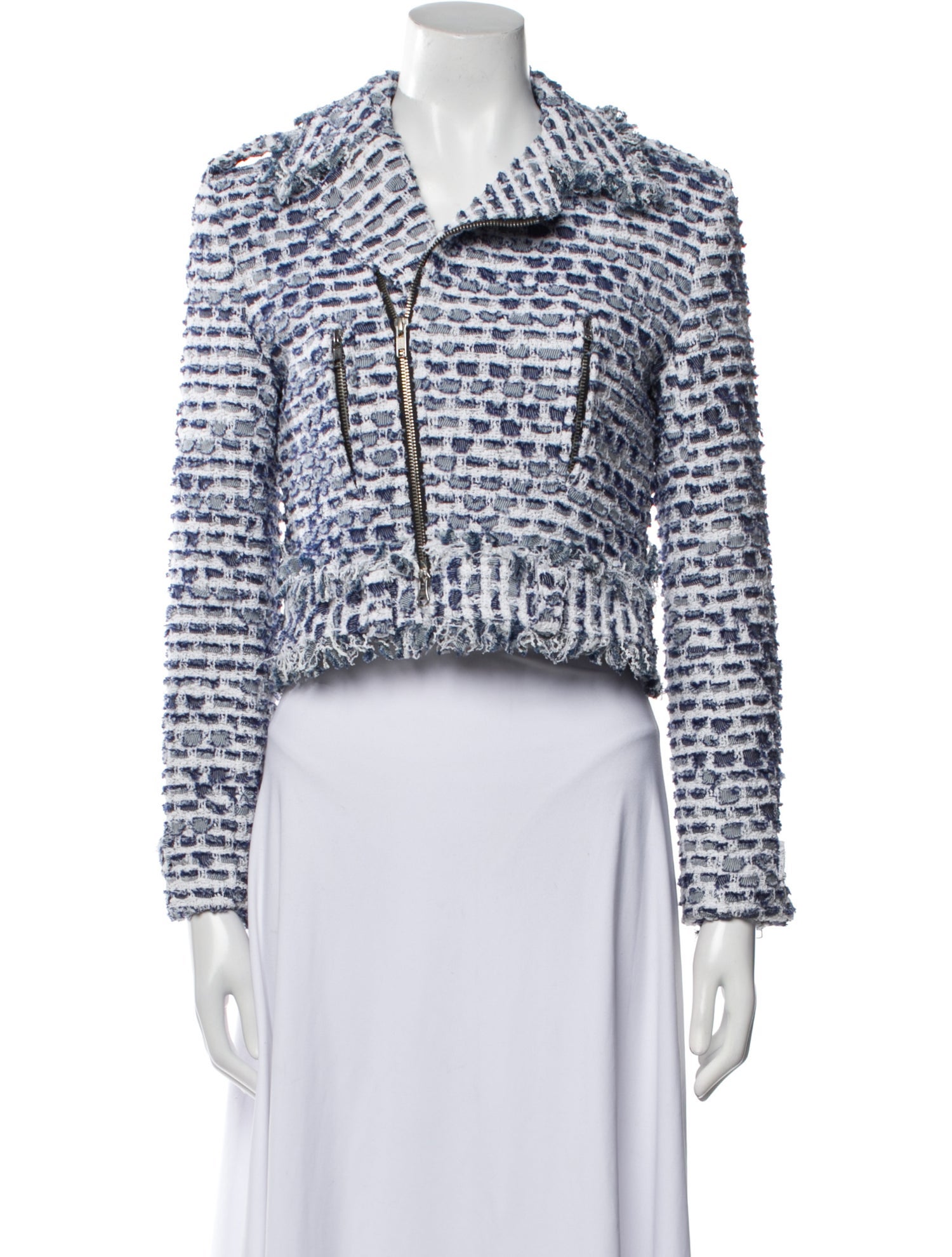 Oscar de la Renta Tweed Pattern Biker Jacket